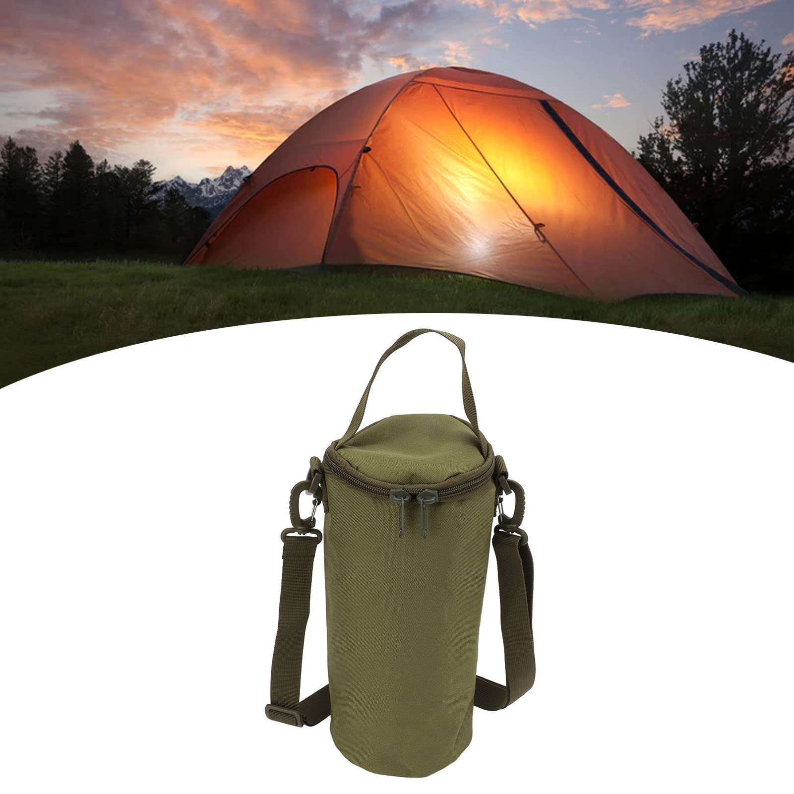 **Durable Camping Storage Bag with Double Zipper & Shoulder Strap - Portable Organizer for Gas Camping Lights, Hiking Gear & Outdoor Essentials (Green) - Perfect for Camping Trips, Backpacking & Travel Accessories**