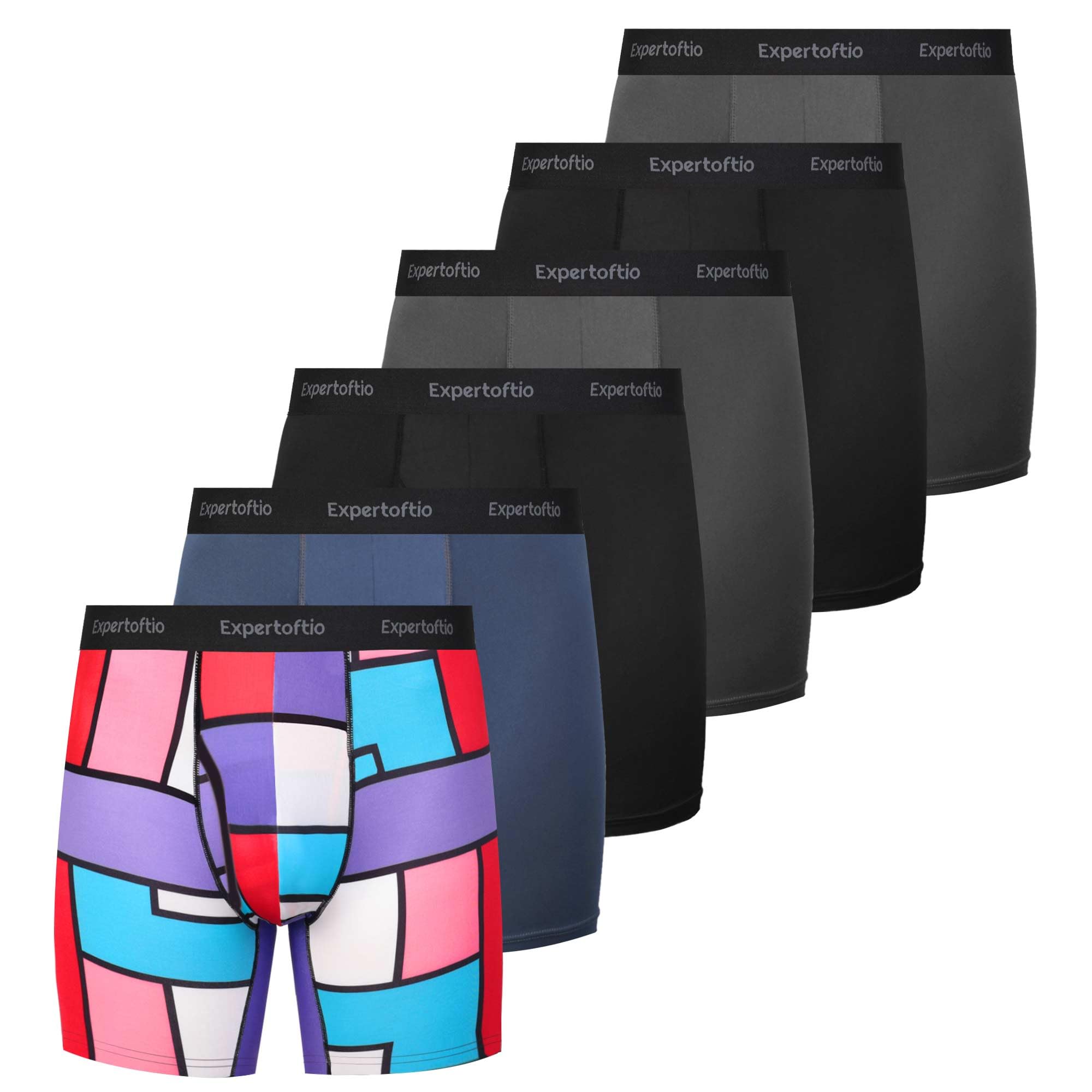 **6 Inch Men's Boxer Briefs - Moisture Wicking, Anti-Chafing Underwear with Fly Pouch - 3/6 Pack - Perfect for Workout, Running & Daily Comfort**