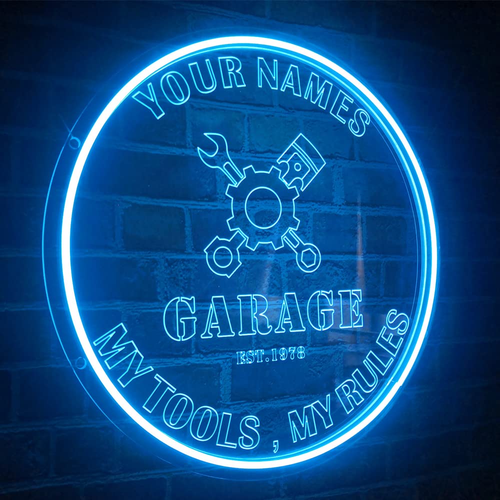 Custom Neon Garage Signs for Men - Personalized Man Cave Neon Lights, 16