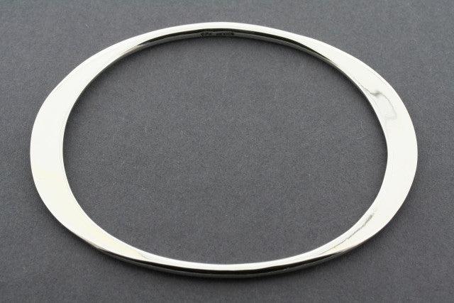 Flattened Oval Bangle - Small Sterling Silver Bracelet for Women | Elegant Minimalist Jewelry for Everyday Wear & Special Occasions