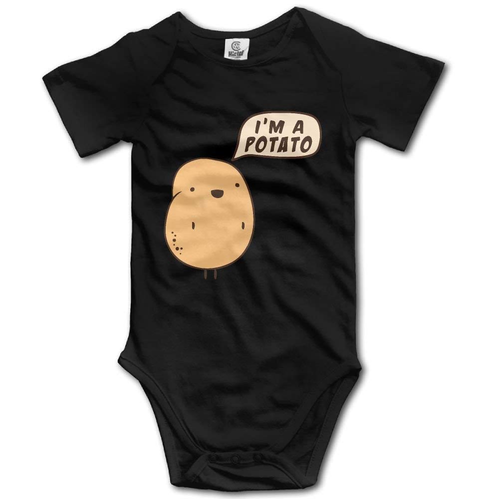 Adorable Newborn Baby 'I'm A Potato' Short Sleeve Romper Onesie - Soft Cotton Bodysuit Jumpsuit in Black | Perfect for Photoshoots, Playtime & Cute Outfits