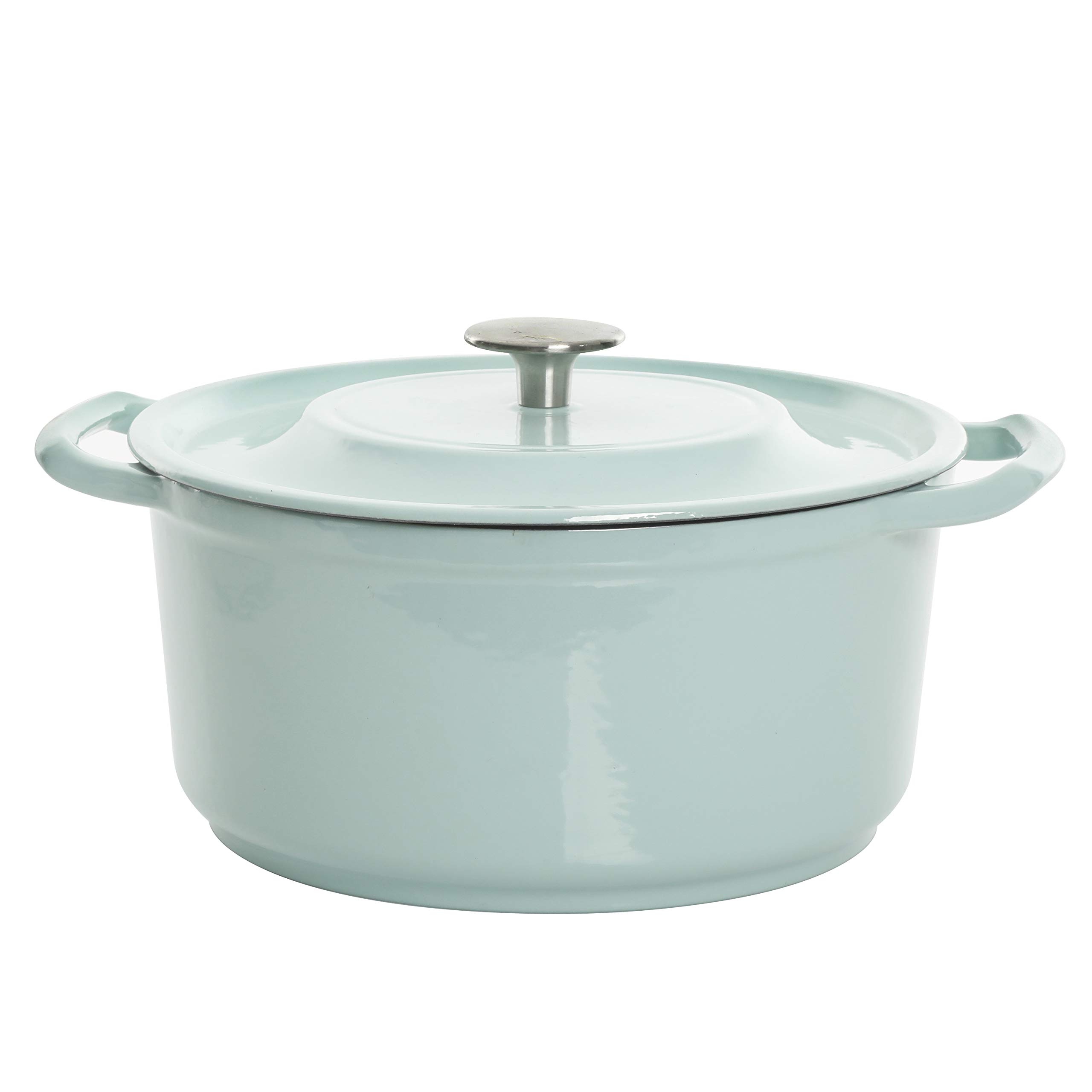 Kenmore 5-Quart Cast Iron Dutch Oven with Lid & Steamer - Glacier Blue | Heavy Duty Enameled Cookware for Baking, Braising & Steaming | Perfect for Soups, Stews & Family Meals