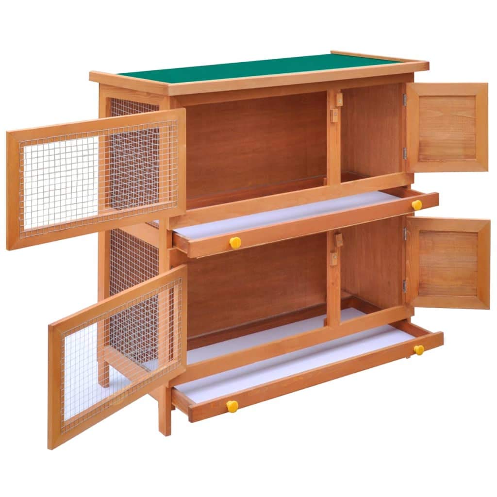 **FAMIROSA Wooden Rabbit Hutch - Outdoor & Indoor Waterproof Bunny Cage for Small to Medium Pets, Chicken Coop Nesting Box with 4 Doors - Perfect for Backyard, Garden, or Patio Use**