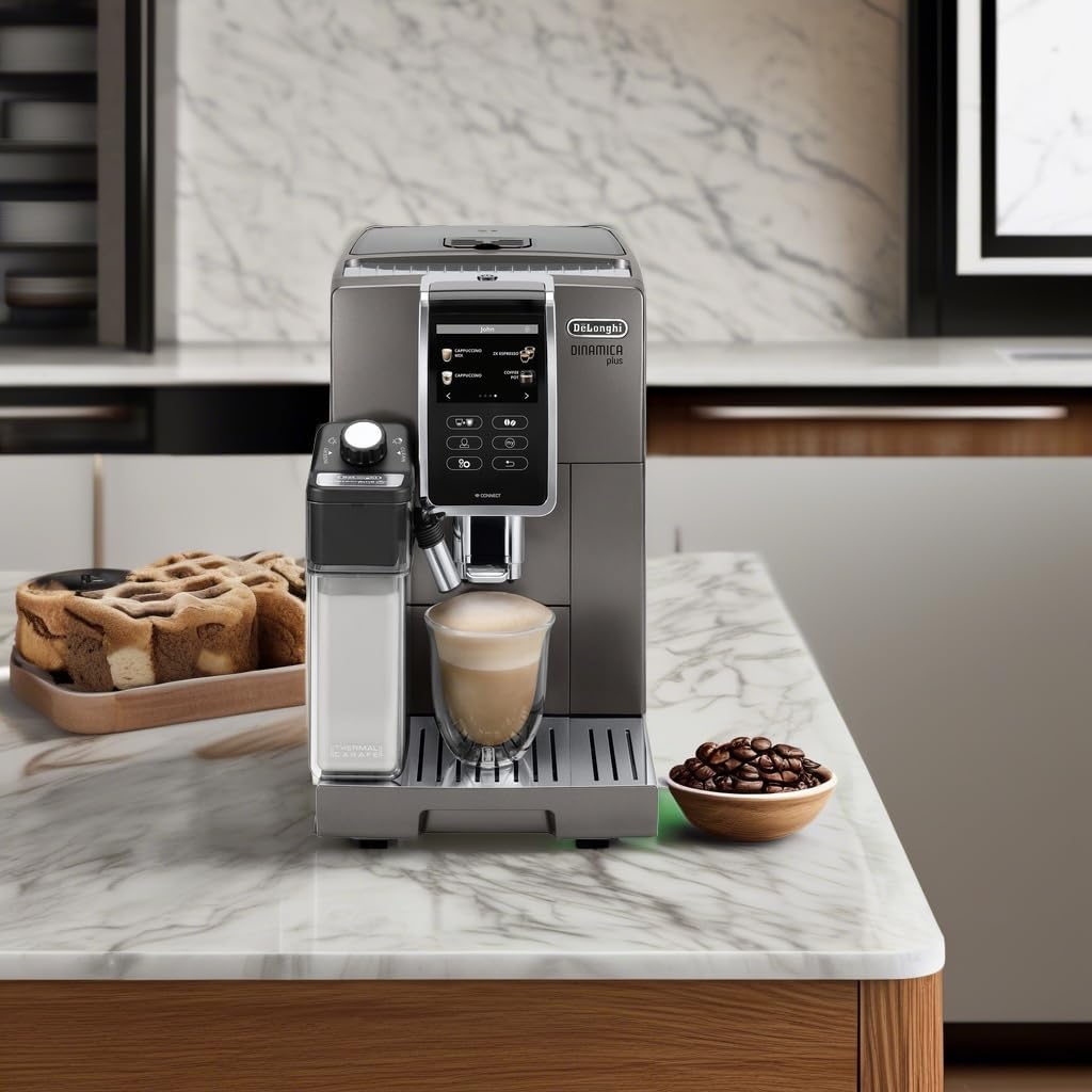 De'Longhi Dinamica Plus Automatic Espresso & Coffee Machine with Built-in Milk Frother, Color Touch Display - Perfect for Home Baristas & Coffee Lovers