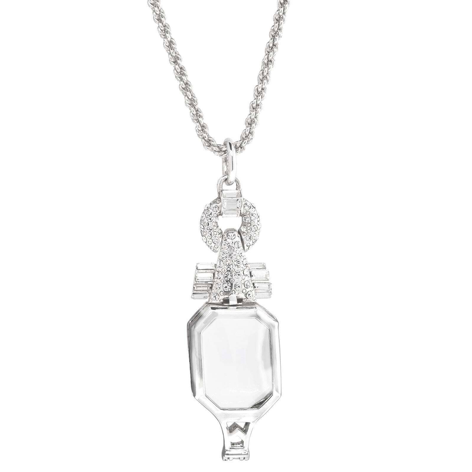 1928 Jewelry Austrian Crystal Lorgnette Magnifier Glasses Pendant Necklace - 2X-3X Magnification Power for Reading & Hobbies - Vintage Style Eyewear Accessory for Book Lovers & Craft Enthusiasts