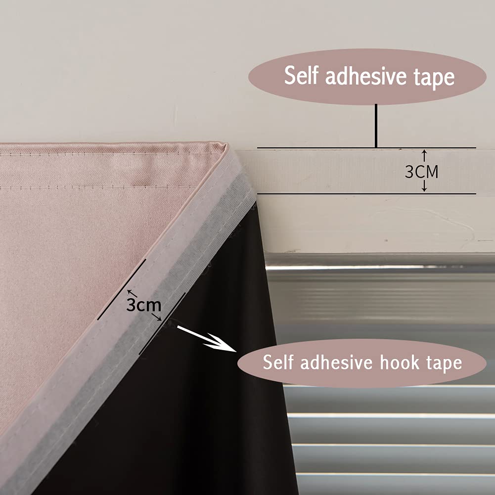 Blackout Thermal Insulated Curtains for Bedroom & Kitchen - Autohesion Window Drapes (1 Panel, 35x63 Inches, Tender Pink) - Perfect for Light Blocking, Privacy & Energy Efficiency