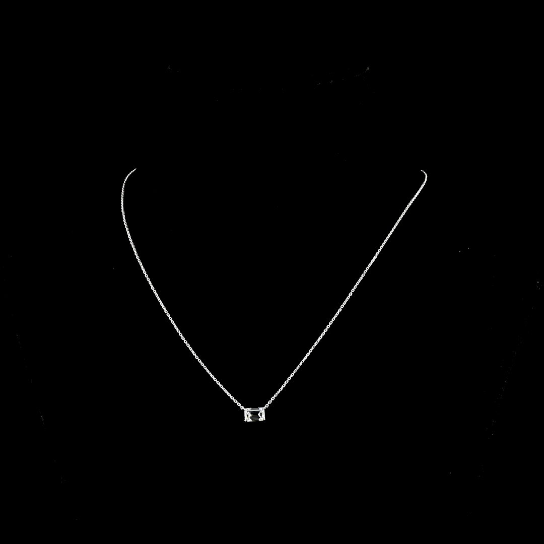 1.02 Carat Lab Grown Emerald Cut Diamond Pendant - D Color VVS1 Clarity in 14K White Gold Solitaire Setting | Perfect for Anniversary Gifts & Special Occasions