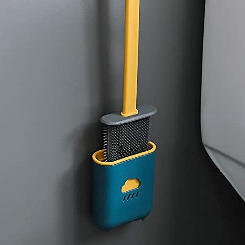 LD LUCIDO DECORE Slim Flexible Silicone Toilet Brush Set with Holder - Anti-Drip, No-Slip Long Handle & Soft Bristles for Easy Toilet Bowl Cleaning - Perfect for Bathroom, RV, Boat & Small Spaces (Multicolor)