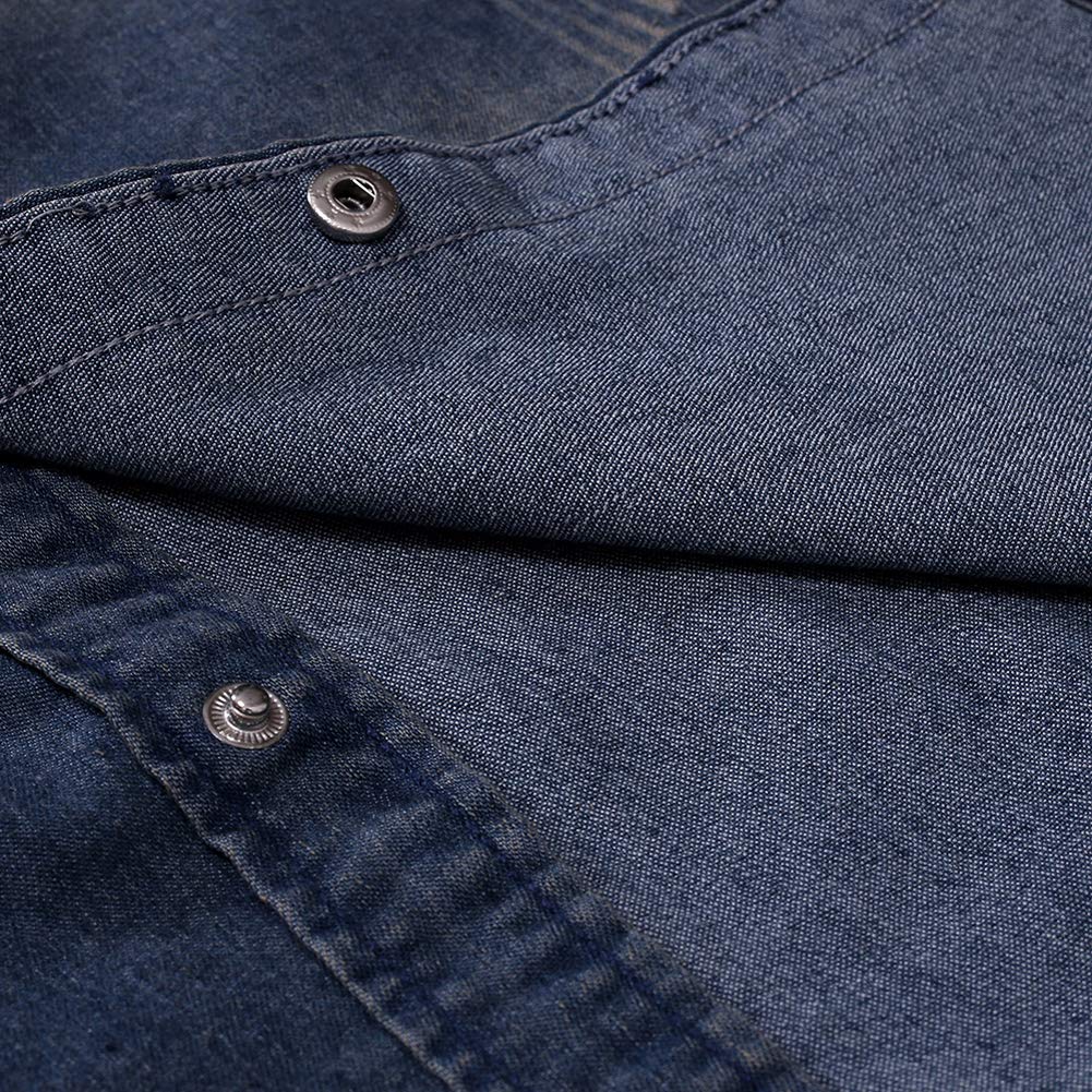 Distressed Wash Men's Western Denim Jean Shirt - Button Down Work Shirt for Cowboy, Ranch & Casual Wear