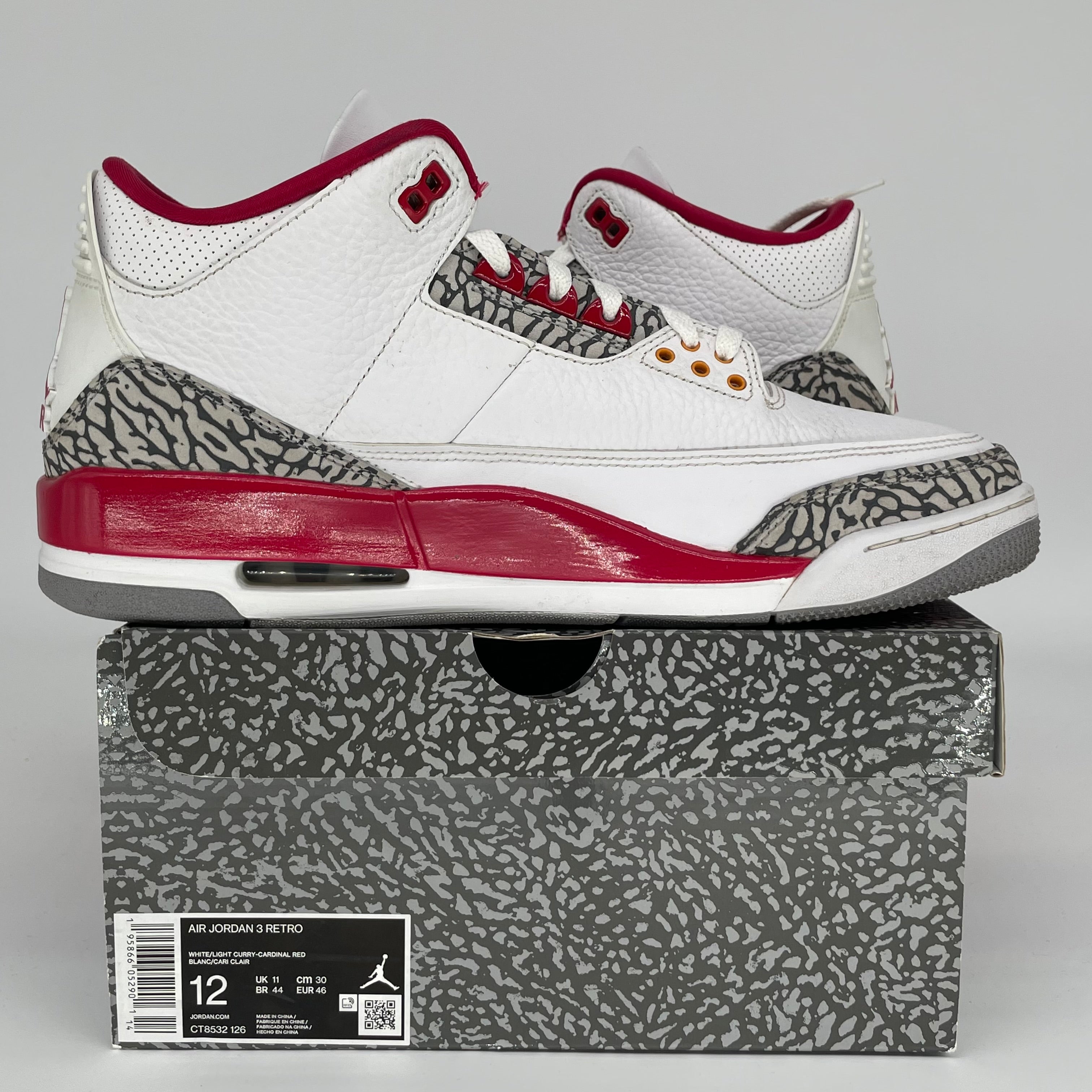 AIR JORDAN 3 CARDINAL Men's Basketball Shoes Size 12 - Retro Style Sneakers CT8532-126 for Running, Gym Workouts & Streetwear Fashion