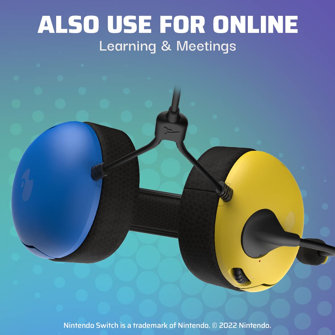 PDP Gaming LVL40 Stereo Headset with Mic - Noise Cancelling Headphones for Nintendo Switch/Lite/OLED/PC | Lightweight Comfort Ear Cushions | Fortnite Wildcat Yellow & Blue Design | Perfect for Gaming, Streaming & Online Classes