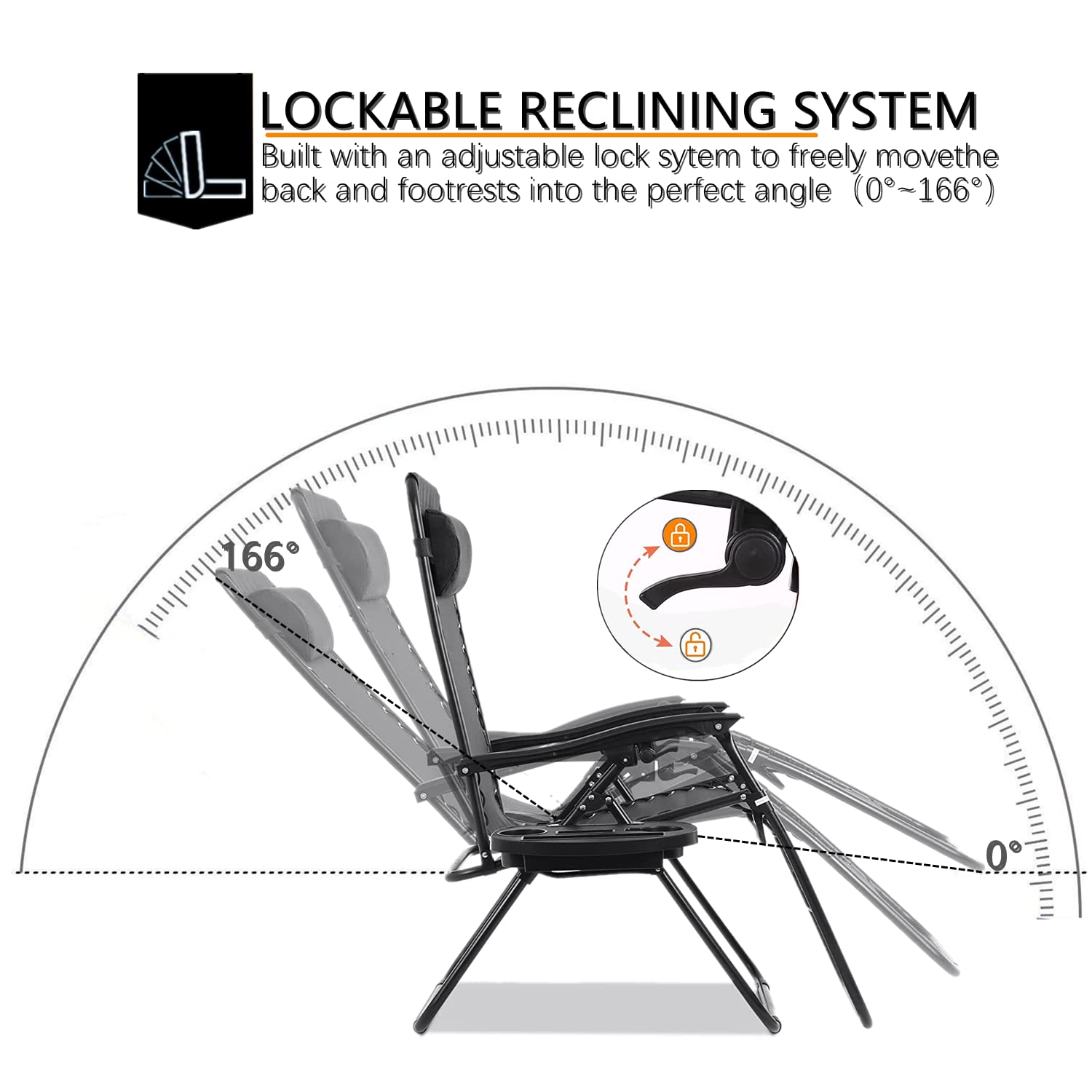 BSTOPHKL Zero Gravity Lounge Chairs Set of 2 - Adjustable Reclining Outdoor Folding Chairs with Headrest Pillow & Cup Holder - Perfect for Patio, Deck, Beach, Camping, Backyard & Poolside Relaxation