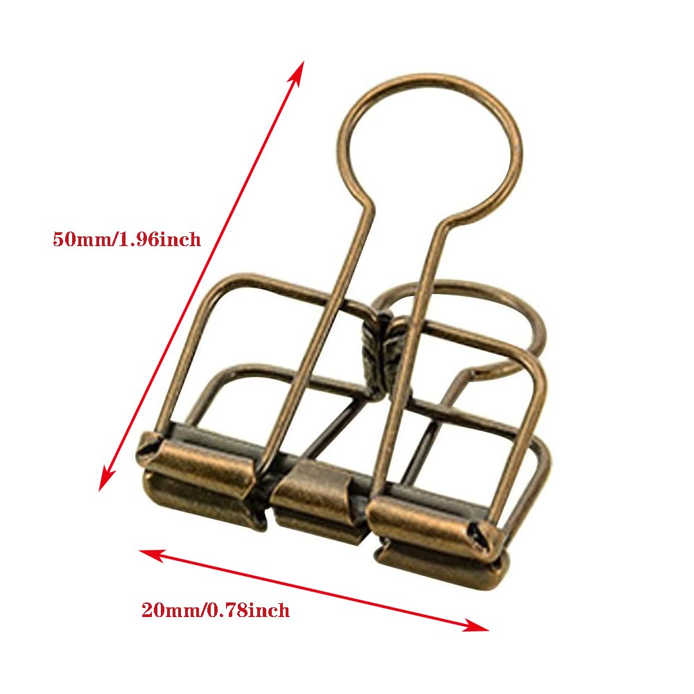 20PCS Medium Bronze Metal Binder Clips - Strong Office Paper Clamps for Organizing Documents, School Supplies & Home Office Use | Perfect for Files, Reports, Bills & Craft Projects
