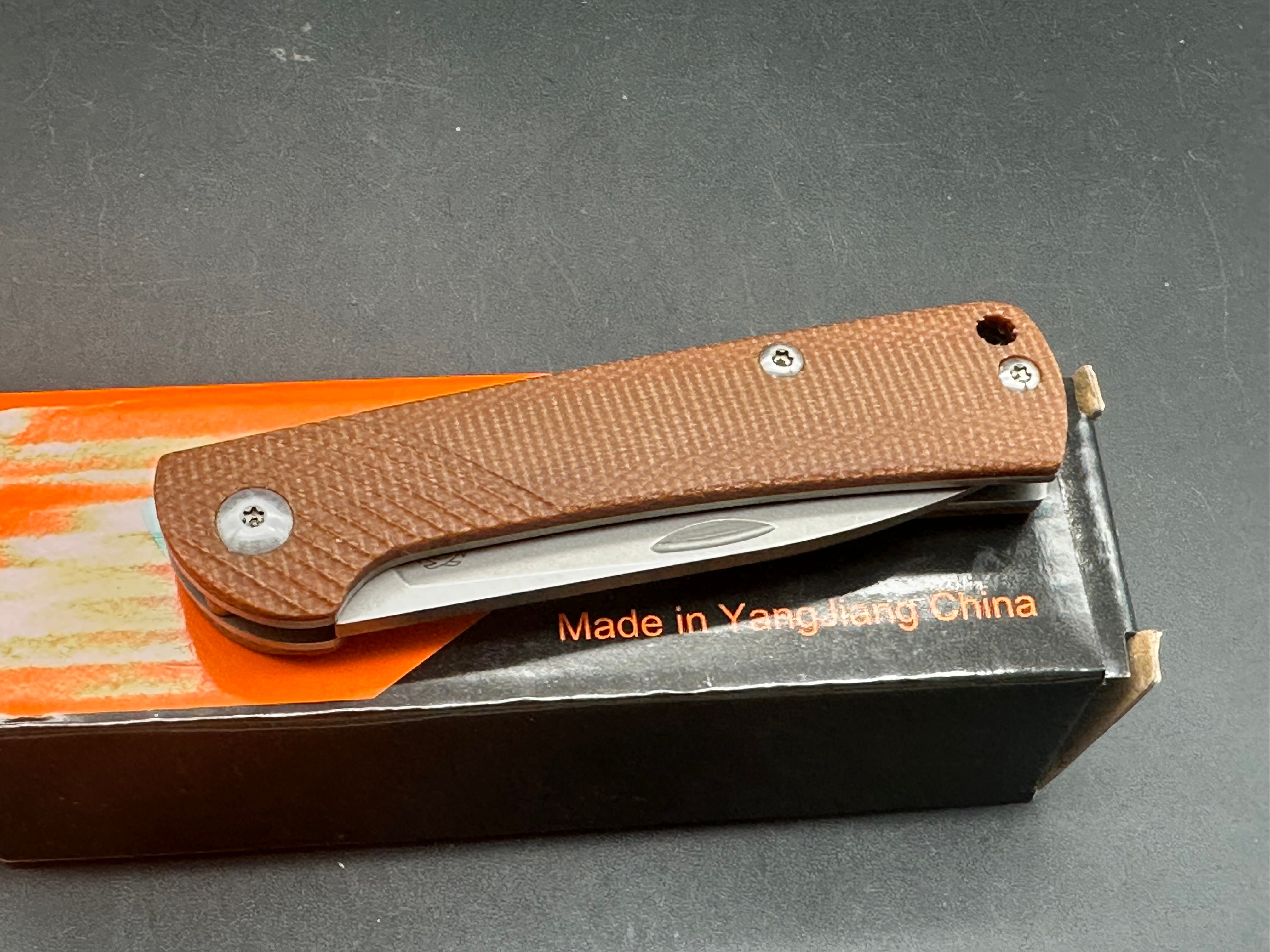 Sixleaf SL07 Slip Joint Pocket Knife - Brown Micarta Handle, D2 Steel Blade | EDC, Camping, Outdoor Survival Tool