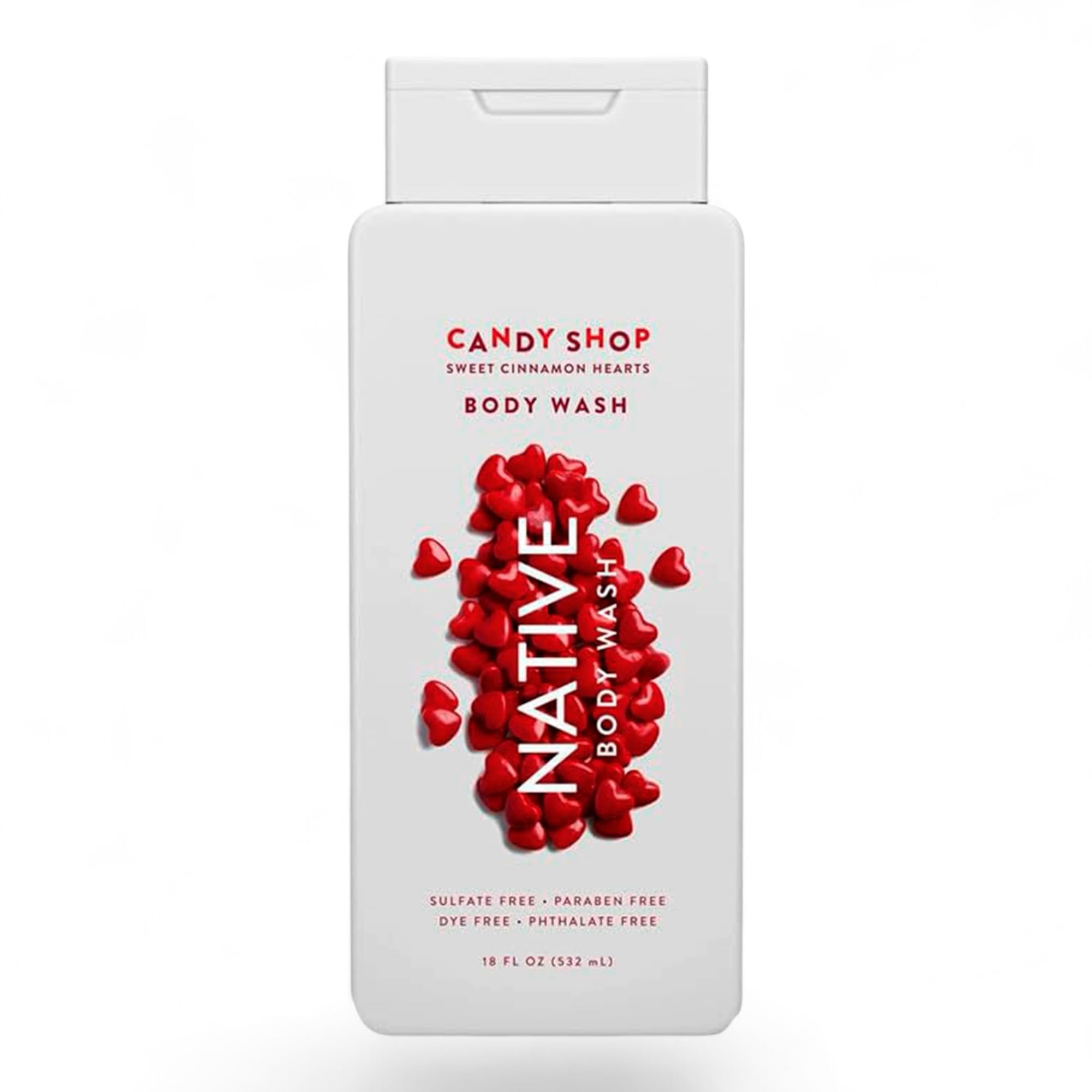 Sweet Cinnamon Hearts Body Wash - Natural Liquid Soap with Clean Ingredients | 18 Fl Oz (532ml) | Moisturizing & Refreshing Shower Gel for Women & Men | Perfect for Daily Use, Gifts & Holiday Bath Time