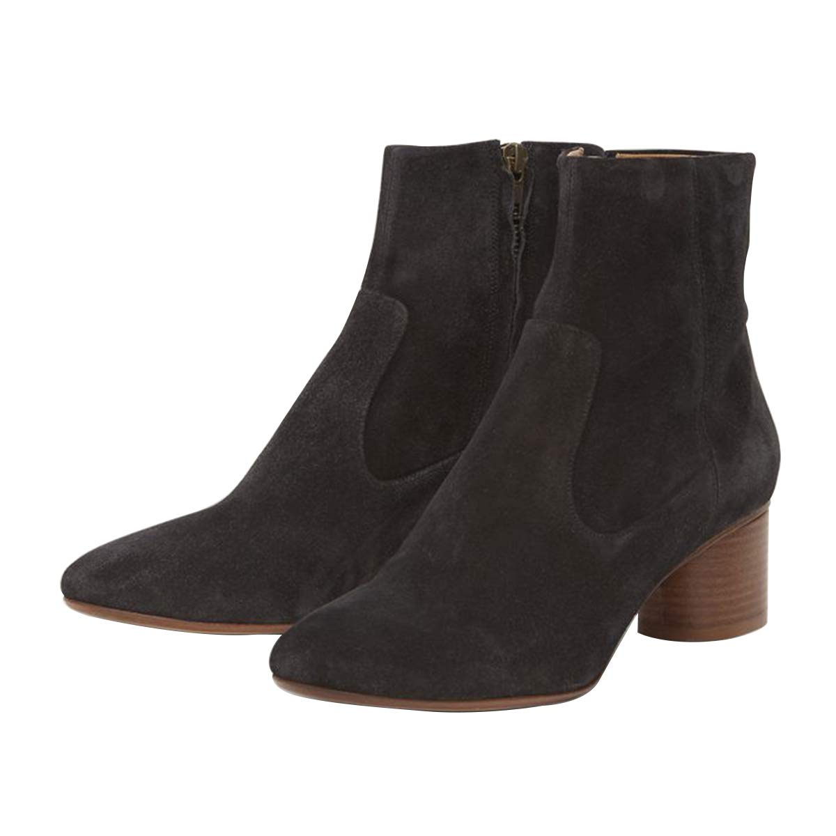 YDN Women's Comfortable Round Toe Ankle Boots with Chunky Heel - Classic Zipper Pull On Office Shoes (US Size 4-15) - Perfect for Work, Casual Outings & Fall/Winter Fashion