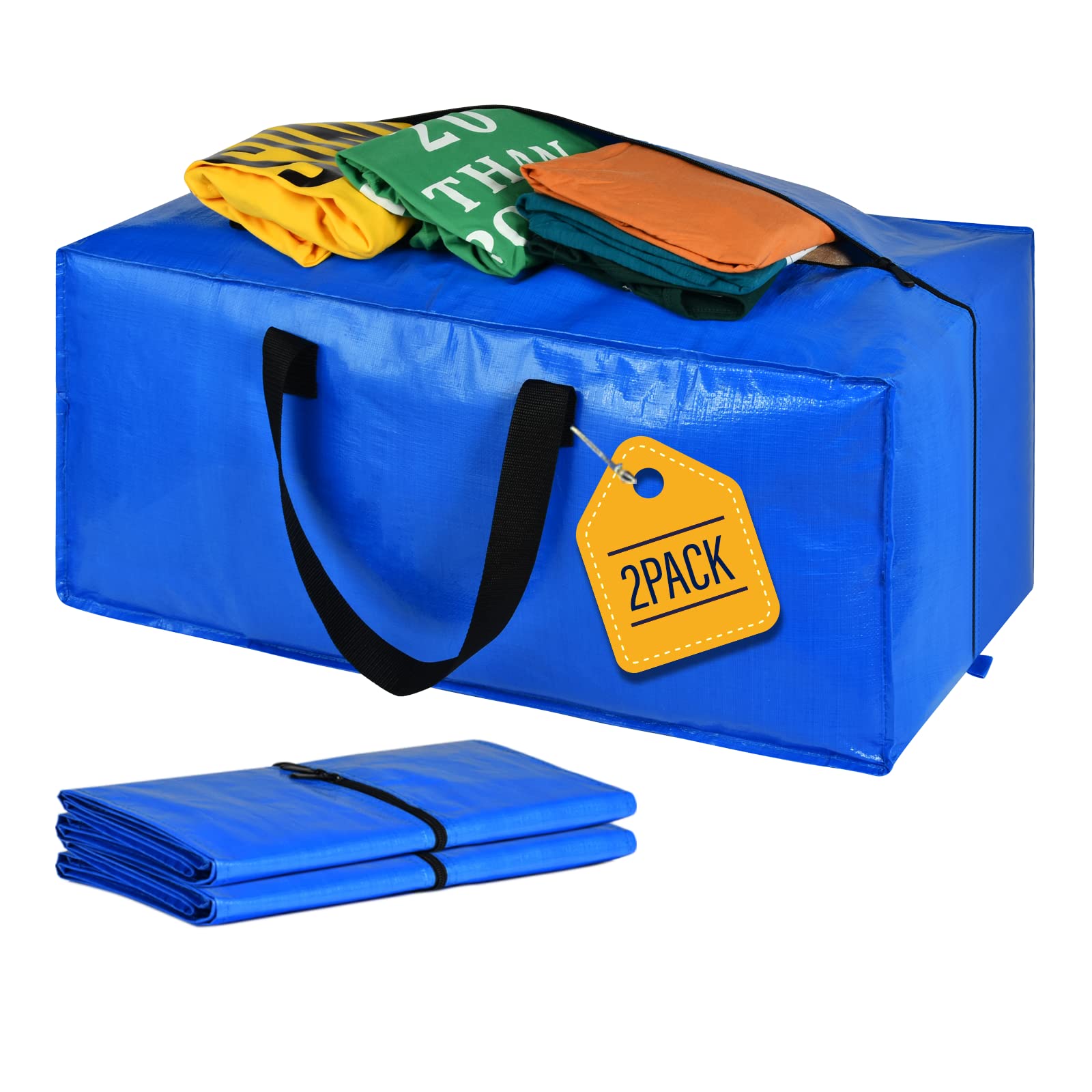 **Extra Large Moving Bags with Backpack Handles & Zipper – Heavy-Duty Storage Totes for Moving Supplies, College Dorm Essentials, Bedroom Closet – IKEA Frakta Cart Compatible (2 Pack) – Perfect for Packing, Travel & Home Organization**