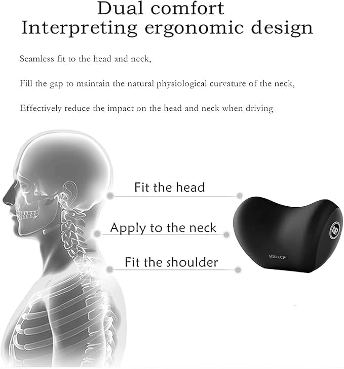 **CRENTILA Memory Foam Car Neck Pillow for Pain Relief - Adjustable Strap & Breathable Removable Cover (Gray) - Ideal for Long Drives, Travel, Office & Home Use**