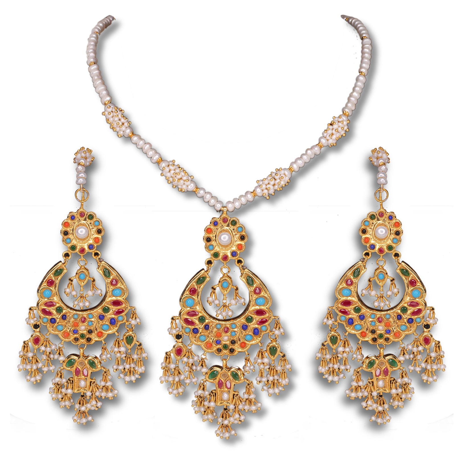 Dual Side Wearable Naurattan Pendant Necklace - Elegant Boho Jewelry for Women - Perfect for Everyday Wear, Parties & Gifts