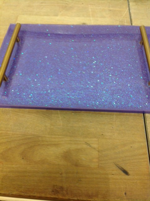 12-Piece Gold & Purple Glitter Tray Set for Party Decorations, Wedding Centerpieces & Home Organization | Elegant Serving Tray for Events & Dining
