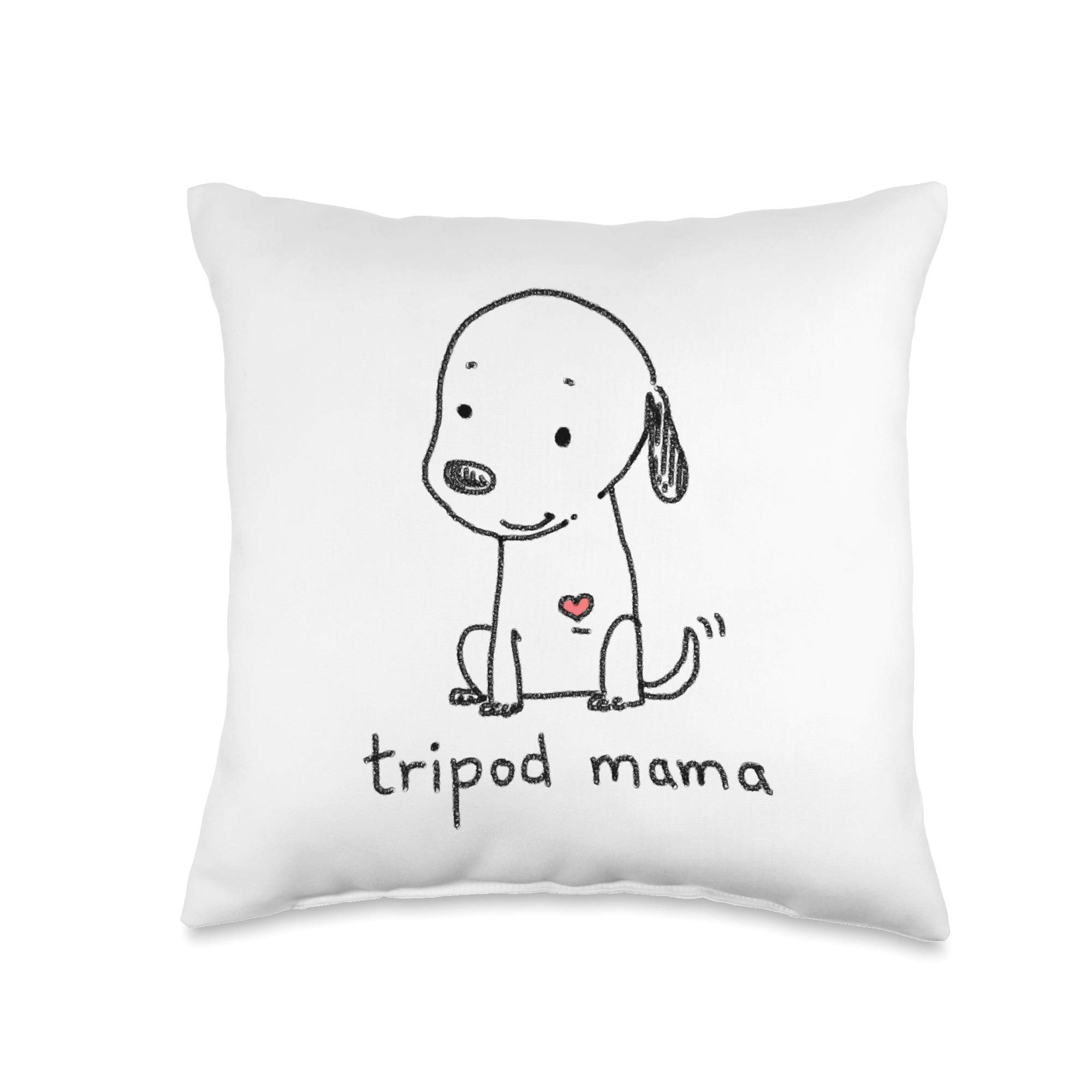Cute Cartoon Tripod Dog Throw Pillow - Three-Legged Dog Mom Gift for Pet Lovers - Perfect for Sofa, Bed & Home Decor