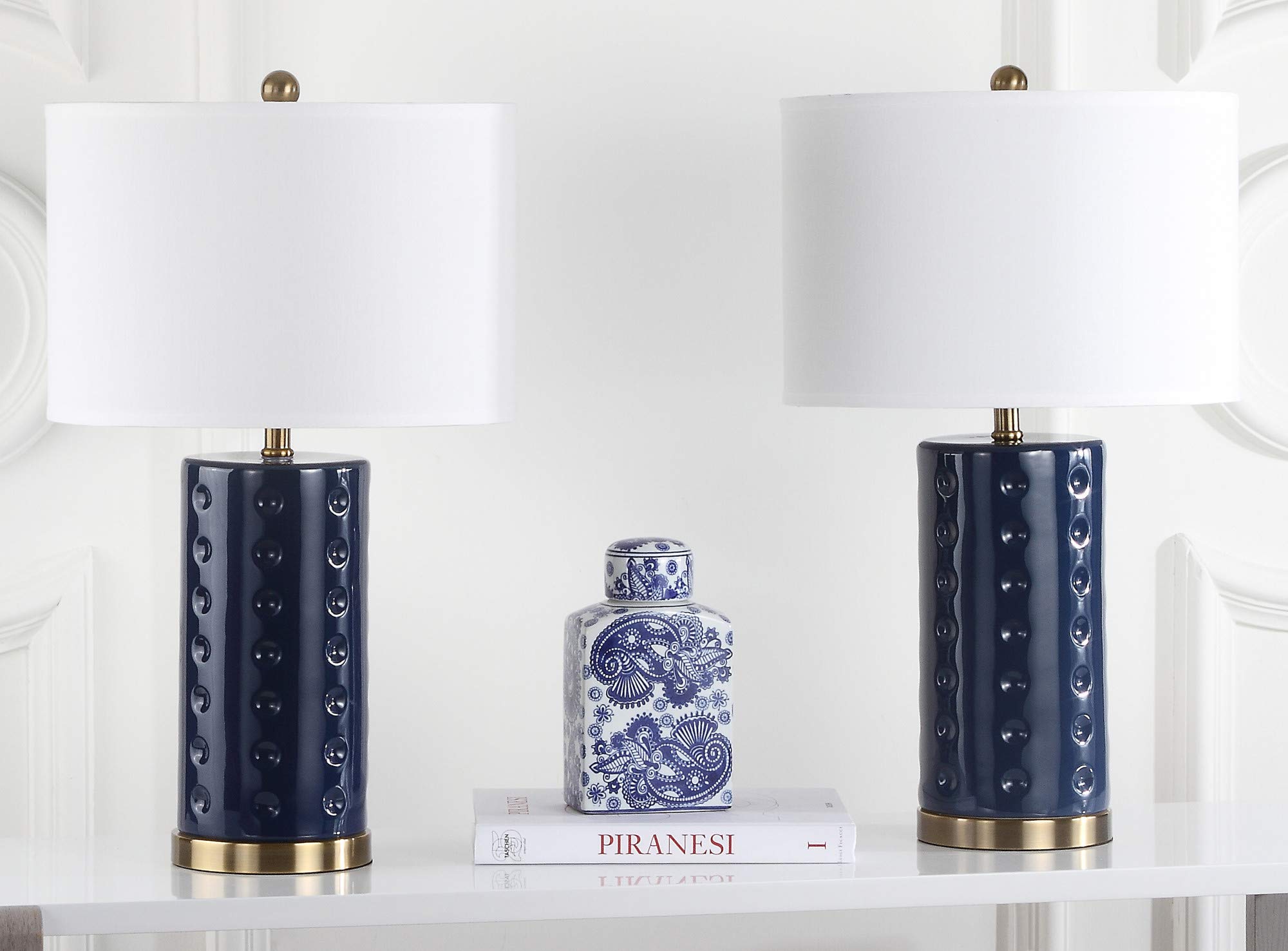 Safavieh Roxanne Navy Table Lamp Set of 2 - Modern Coastal Bedside Lighting for Bedroom, Living Room & Office Decor