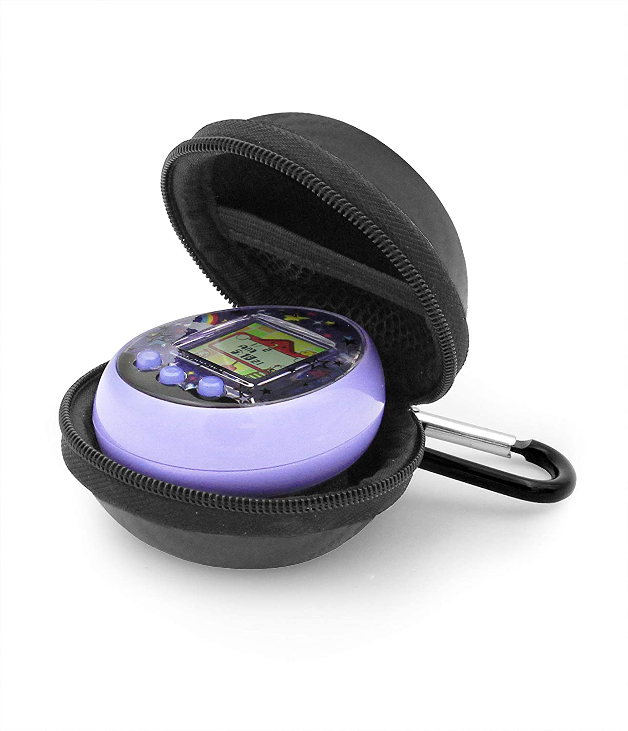 CASEMATIX Blue Clip-On Travel Case for Tamagotchi On & Giga Pets AR | Protective Cover for Virtual Interactive Pets | Durable Digital Pet Carrier for Kids & Adults | Perfect for School, Travel & Outdoor Adventures