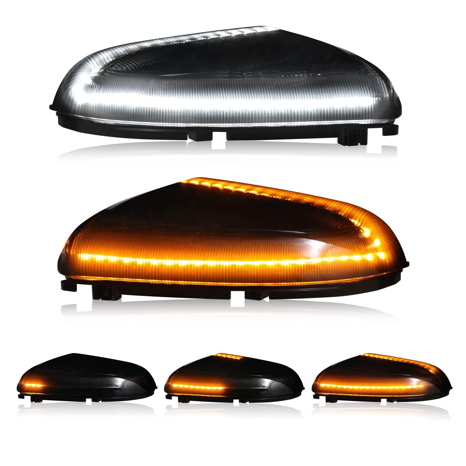 LED Side Mirror Turn Signal Light Replacement for RAM 1500 2009-2018 & RAM 2500/3500 2010-2018 - Sequential Dynamic Amber Turn Signal with White Puddle Light - Perfect for Night Driving and Enhanced Vehicle Safety