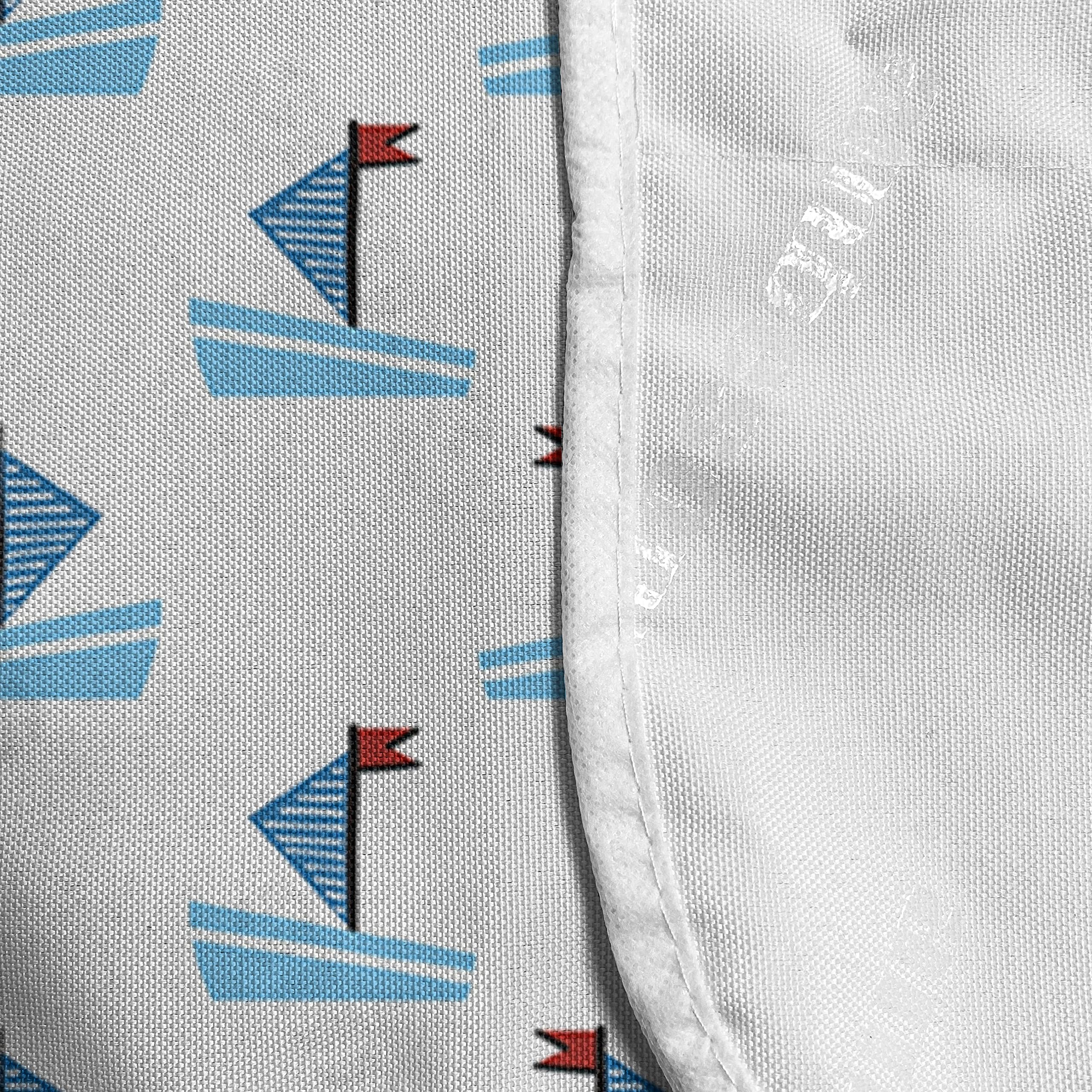 Ambesonne Waterproof Microwave Cover - Blue Nautical Design with Minimalist Geometric Boats & Ocean Waves - 36