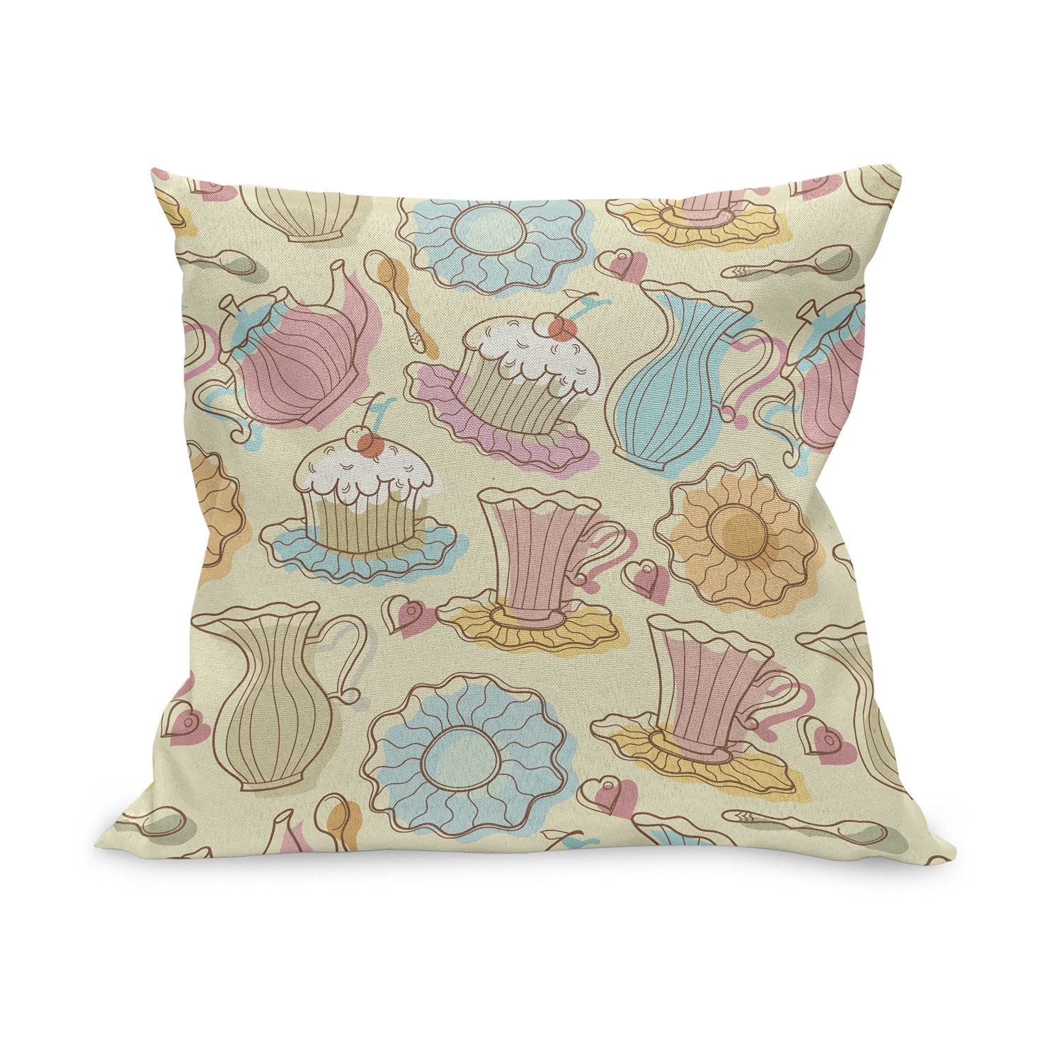 Ambesonne Tea Party Pillow Cover 28x28