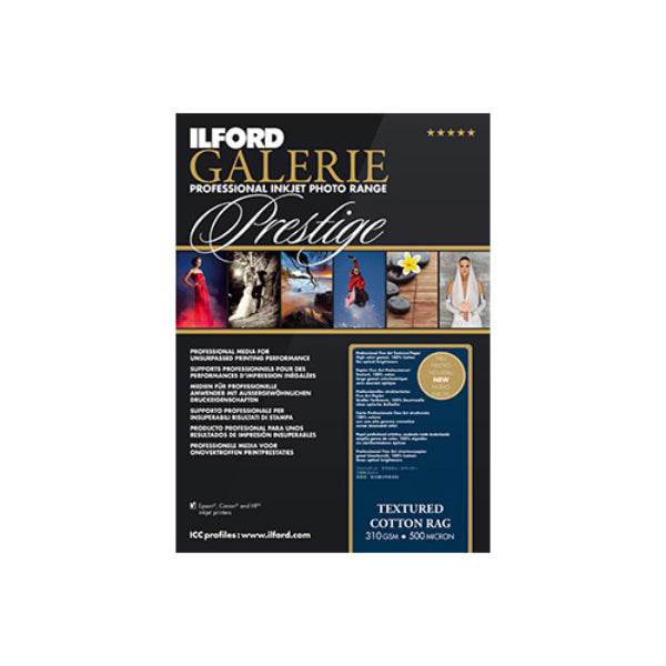 Ilford Galerie Textured Cotton Rag 310gsm A3+ Premium Fine Art Paper - 25 Sheets for Inkjet Printing (GPTC19) - Perfect for Photography, Art Prints & Professional Presentations