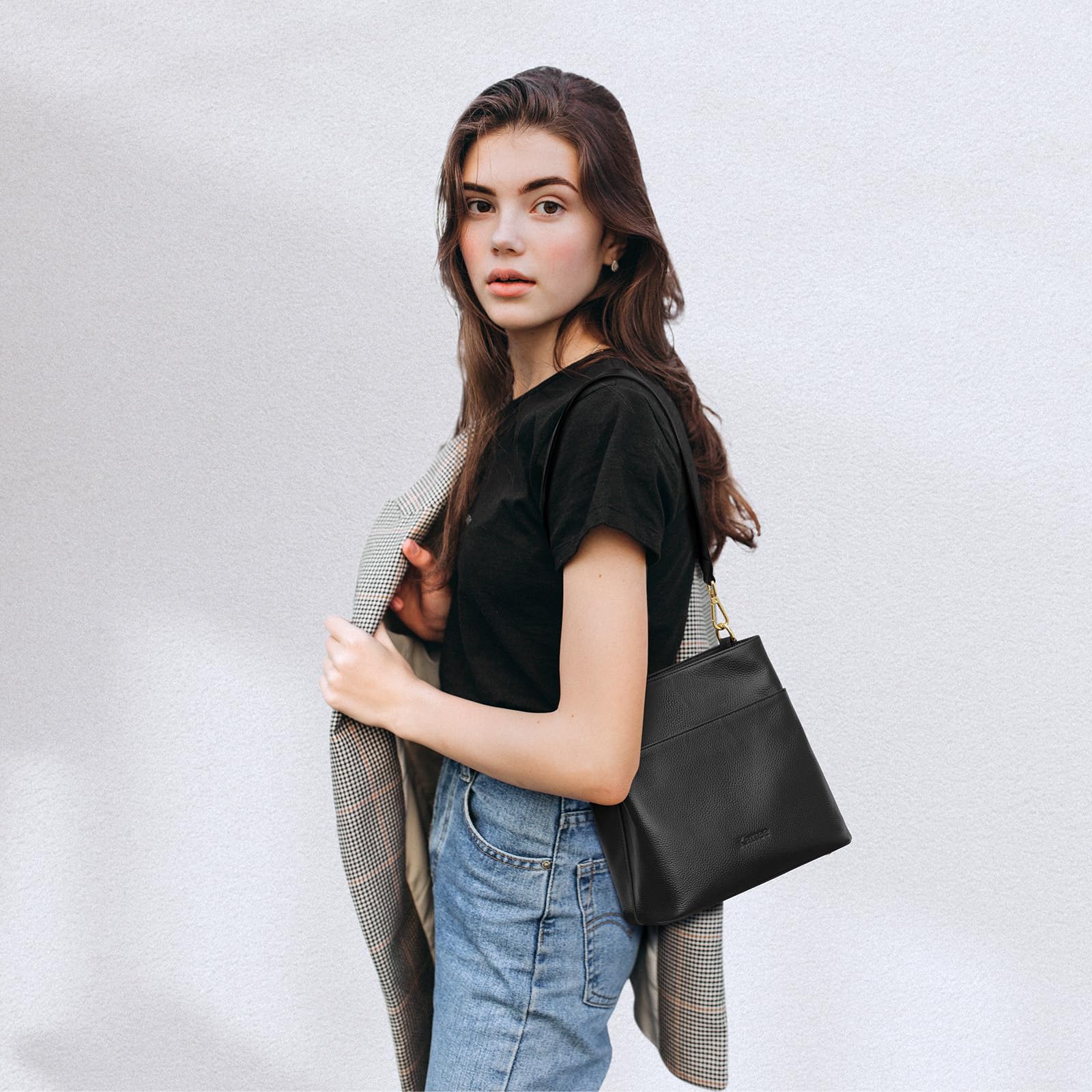 Kattee Genuine Leather Handbags for Women - Soft Shoulder Tote, Crossbody & Bucket Purse with 2 Adjustable Straps | Perfect for Work, Travel & Everyday Use