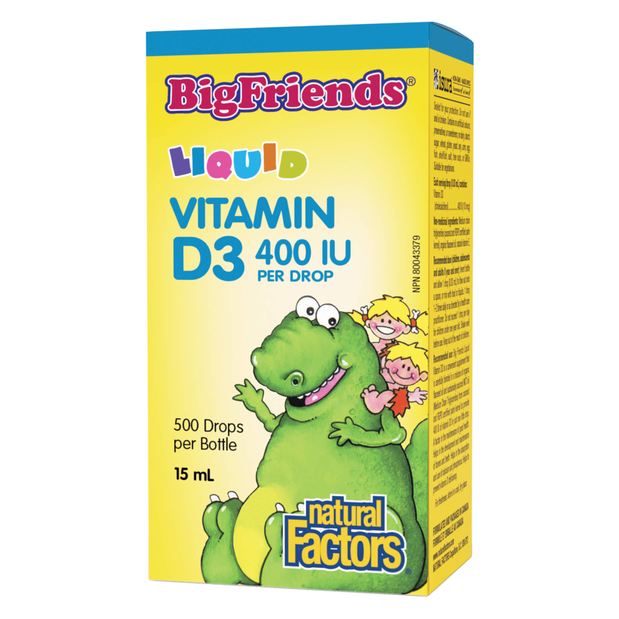 Big Friends Liquid Vitamin D3 Drops - 400 IU per Drop for Kids & Adults - Supports Bone Health & Immune System - Easy to Use Daily Supplement for Home & Travel