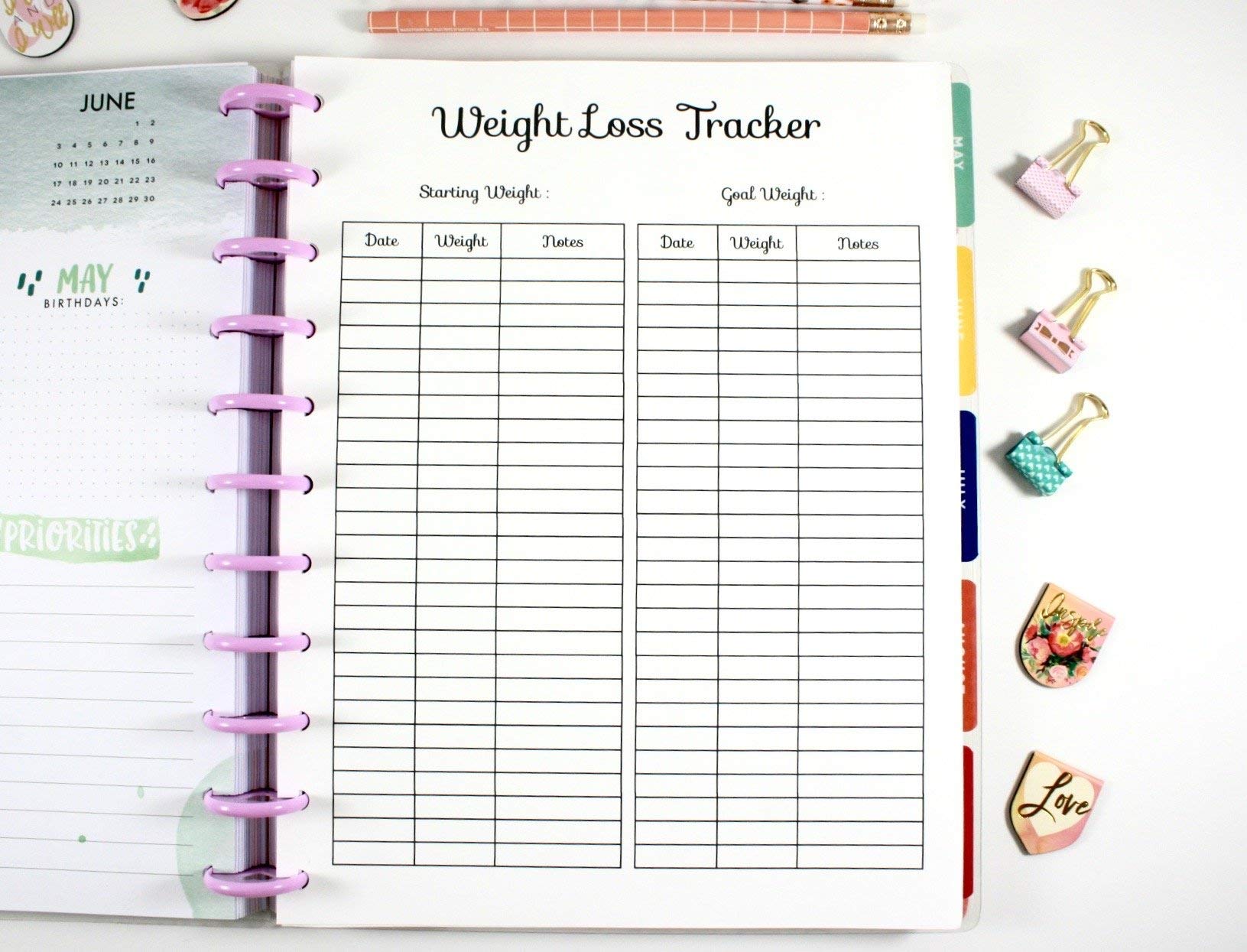 11-Disc Big Happy Planner Weight Loss Tracker Inserts - Pre-Punched Nutrition & Diet Planner for Healthy Lifestyle | Perfect for Meal Planning, Fitness Tracking & Weight Management