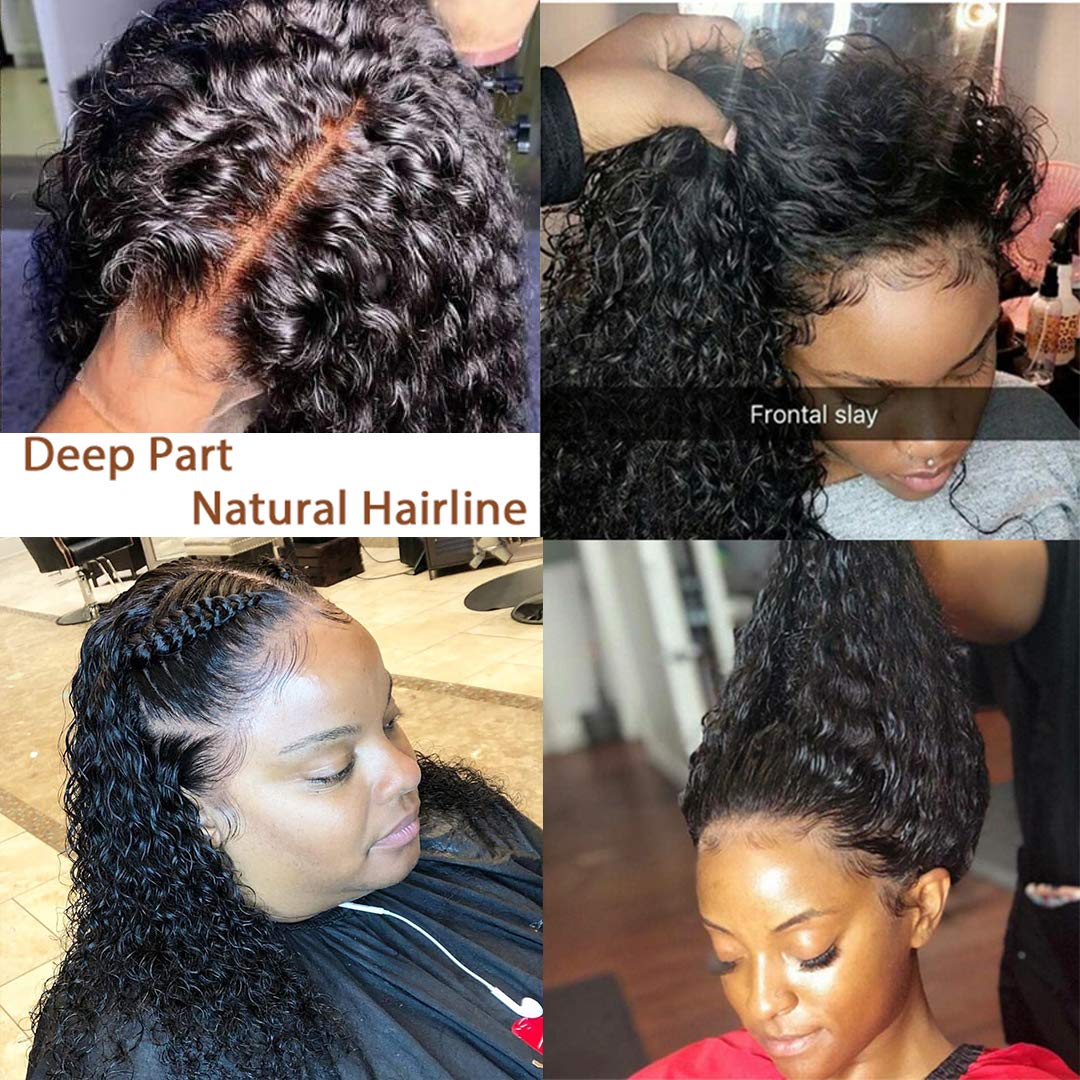 100% Unprocessed Virgin Peruvian Water Wave Human Hair Lace Front Wig for Black Women - Glueless Pre-Plucked with Baby Hair | Natural Wet & Wavy Curly Lace Frontal Wig for Daily Wear, Parties & Special Occasions