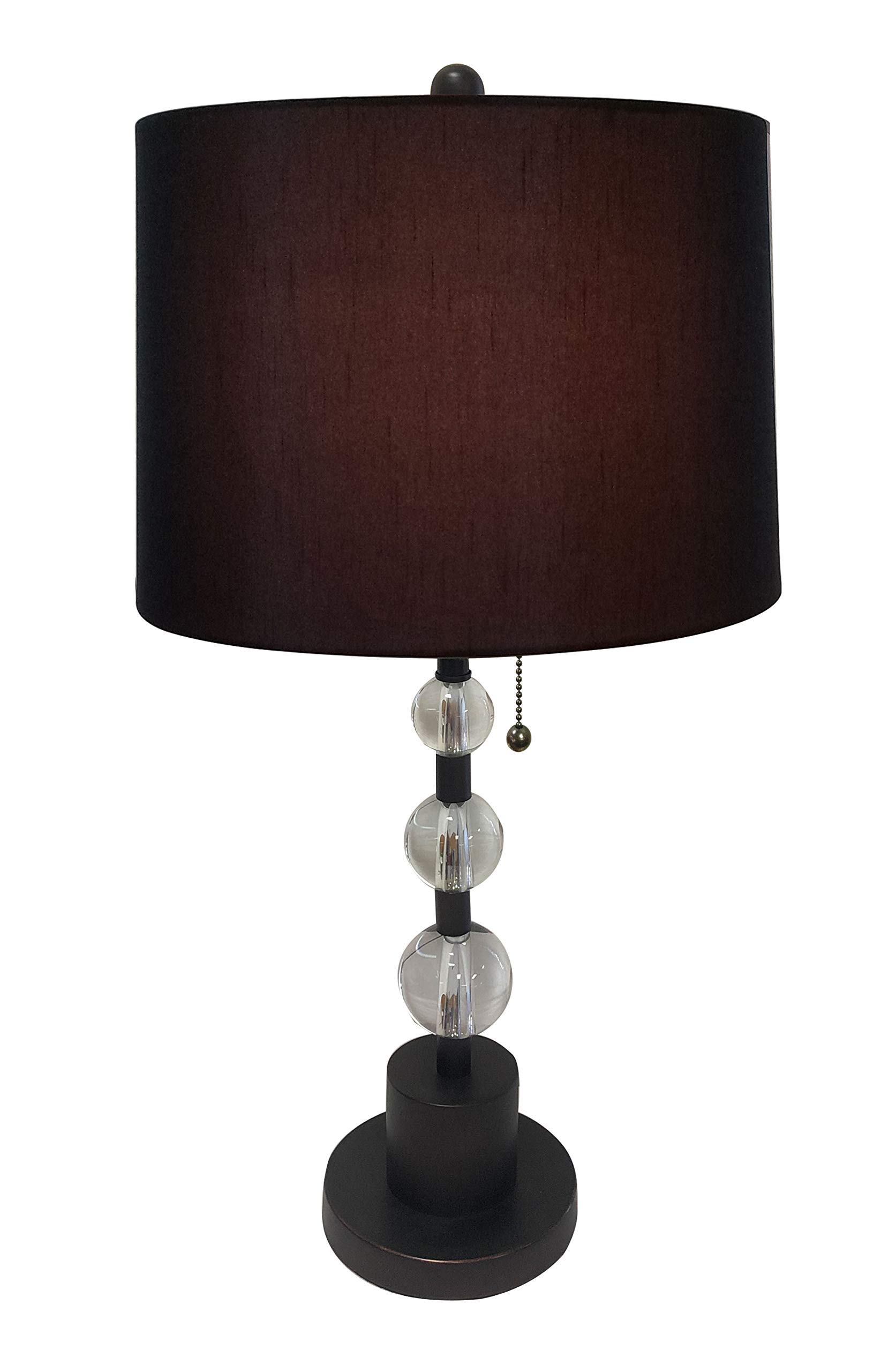 Royal Designs LBO-1005ORB-HB-610-14BLK-2 Oil Rubbed Bronze Lamp Base with Crystal Ball Accents & Black Drum Hardback Shade - Set of 2, Elegant Table Lamps for Living Room, Bedroom, or Office Decor