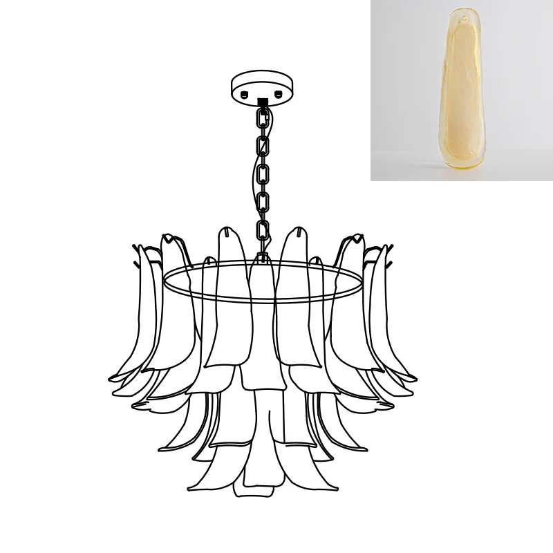 Handmade Murano Glass Leaf Chandelier - Italian Artisan Crystal Ceiling Light Fixture for Dining Room, Living Room & Bedroom Decor