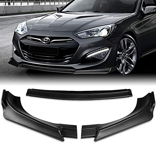 Q1-TECH 9-Piece Front Bumper Lip Kit & Side Skirt Extensions Diffuser Set for 2013-2016 Hyundai Genesis Coupe 2-Door | ABS Matte Black Spoiler Air Chin Body Splitter | Car Styling & Performance Upgrade for Sporty Look