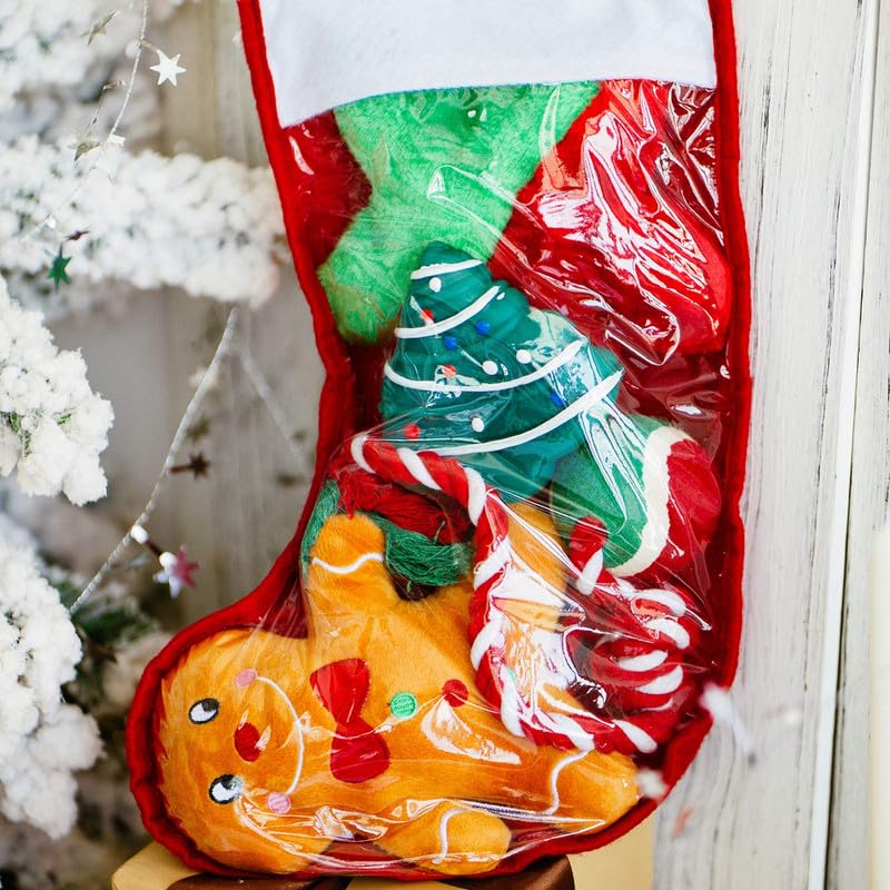 Christmas Dog Stocking Gift Set - 5 Pack Festive Puppy Stockings with Squeaky Toys & Cotton Rope Toys - Perfect for Holiday Pet Gifts & Christmas Puppy Surprises