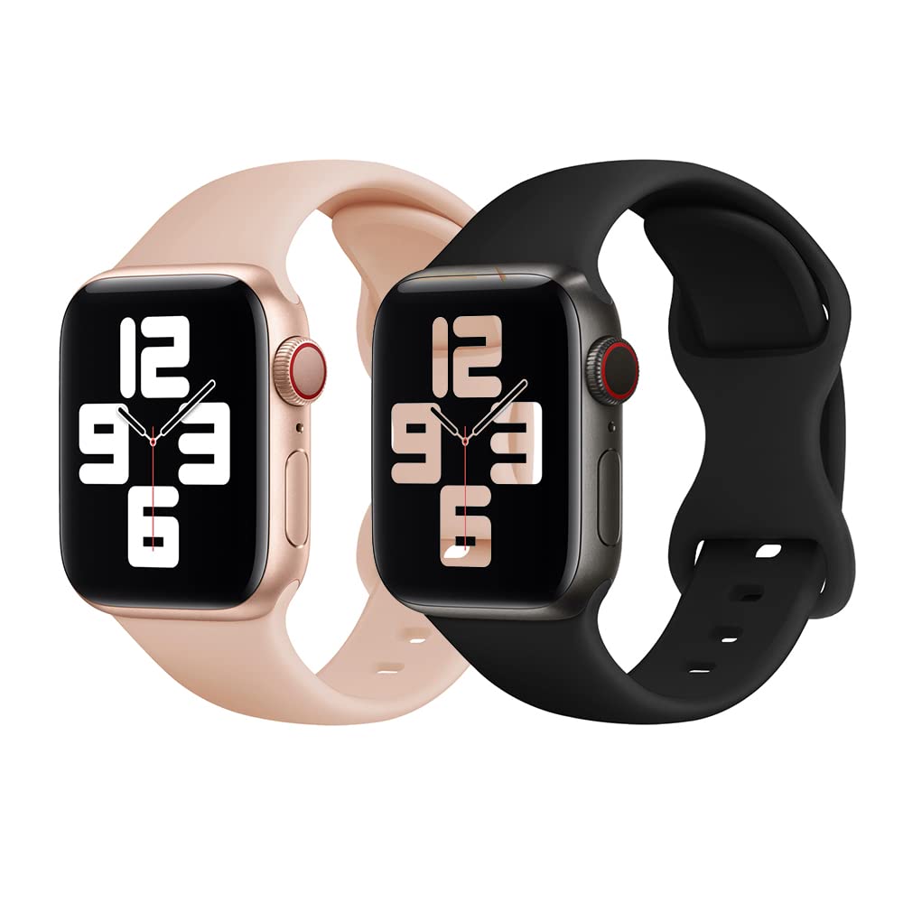 Premium Soft Silicone Sport Band Compatible with Apple Watch 45mm 44mm 42mm 41mm 40mm 38mm - Replacement Strap with Butterfly Clasp for iWatch Series 8/7/6/5/4/3/2/1/SE - Adjustable Wristband for Men & Women - Perfect for Gym, Running & Everyday Wear