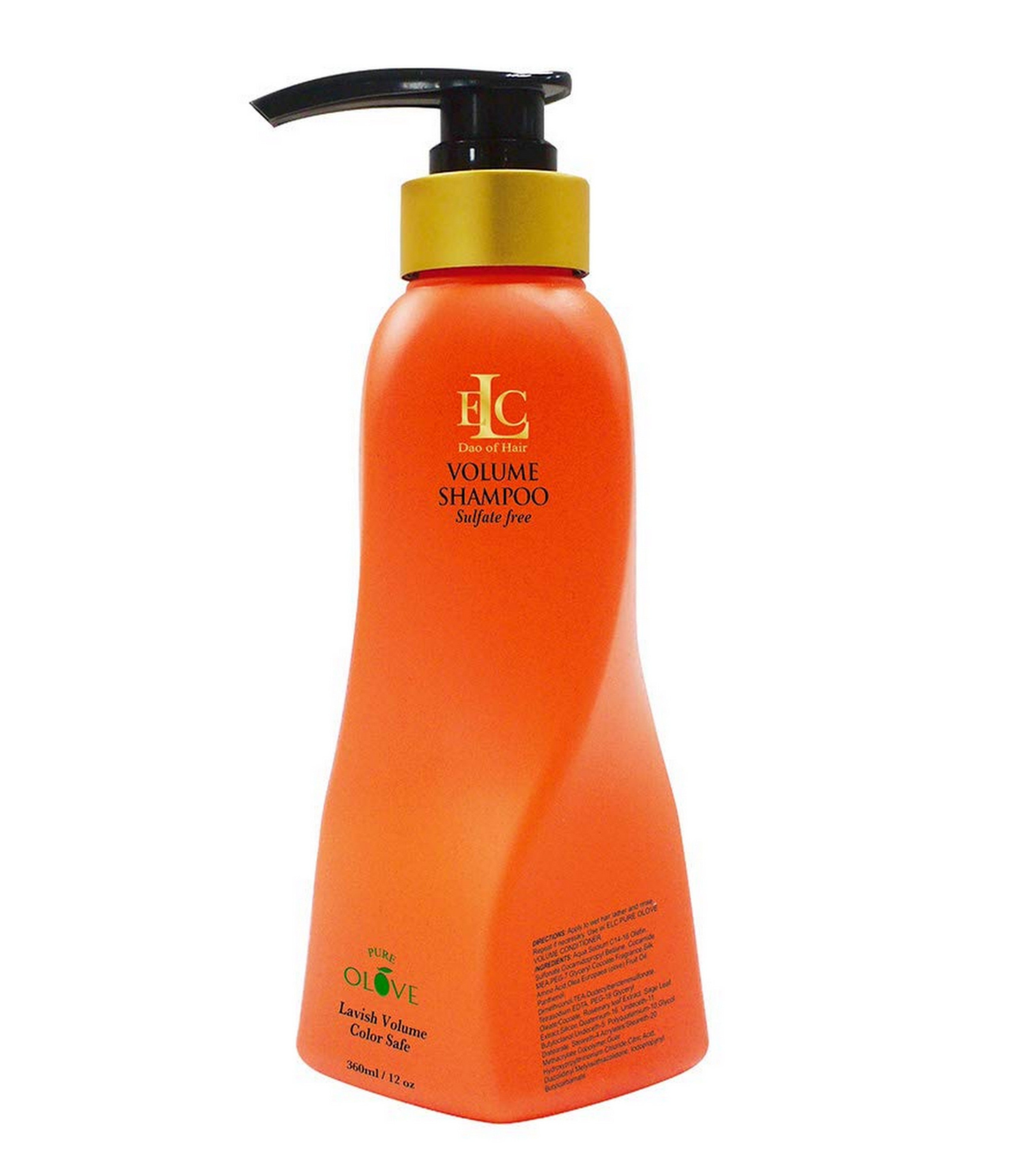 ELC Pure Olive Volumizing Shampoo 33.8 oz - Sulfate Free, Color Safe Hair Thickening Shampoo for Fine & Thin Hair | Nourishing & Repairing Formula for Body & Volume | Gentle Daily Use for Limp Hair at Home or Salon