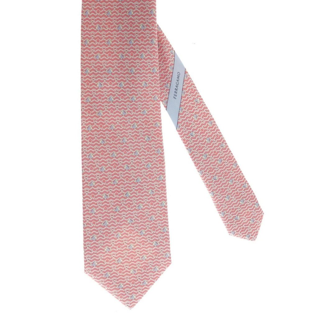Salvatore Ferragamo Luxury Silk Printed Tie in Pink & Multicolor - Perfect for Business, Weddings & Formal Occasions