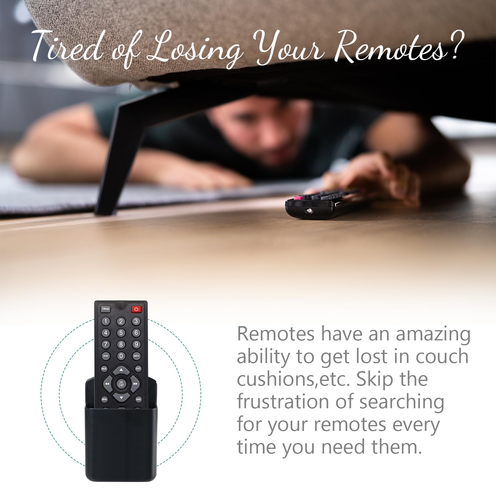 6-Pack Self Adhesive Wall Mount Remote Control Holder - Universal TV Remote Organizer with Pen & Marker Storage for Home, Office, School - Space Saving Black Home Organization Solution (Perfect for Living Room, Bedroom, Kitchen & Workspace)