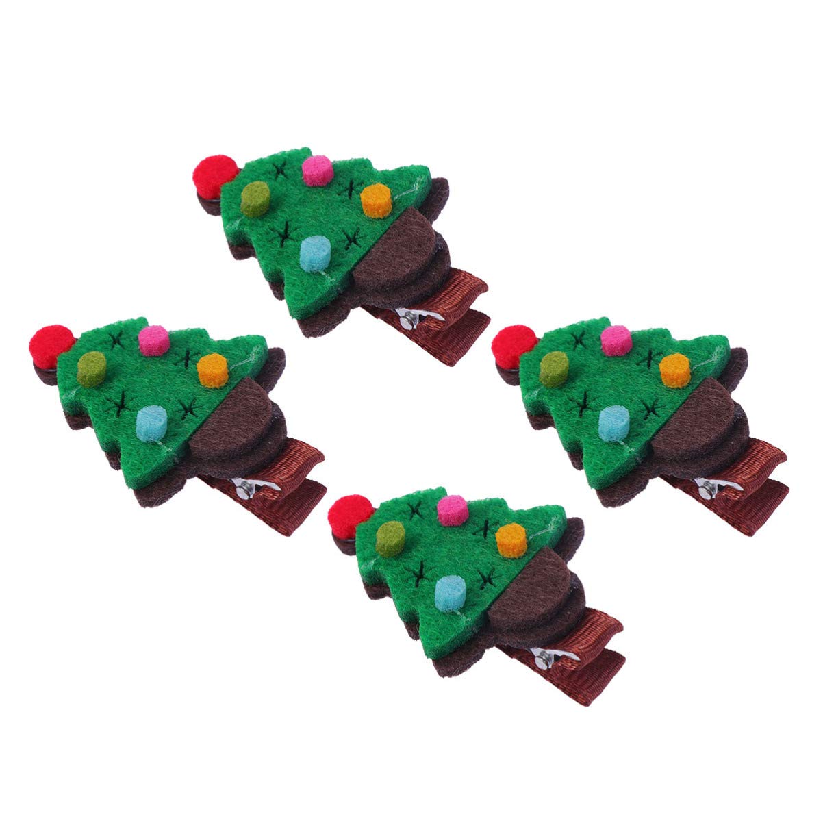 Lurrose 4Pcs Christmas Tree Hair Clips - Green Felt Hairpins, Barrettes for Girls, Kids & Women - Perfect for Xmas Parties, School Events & Holiday Photos
