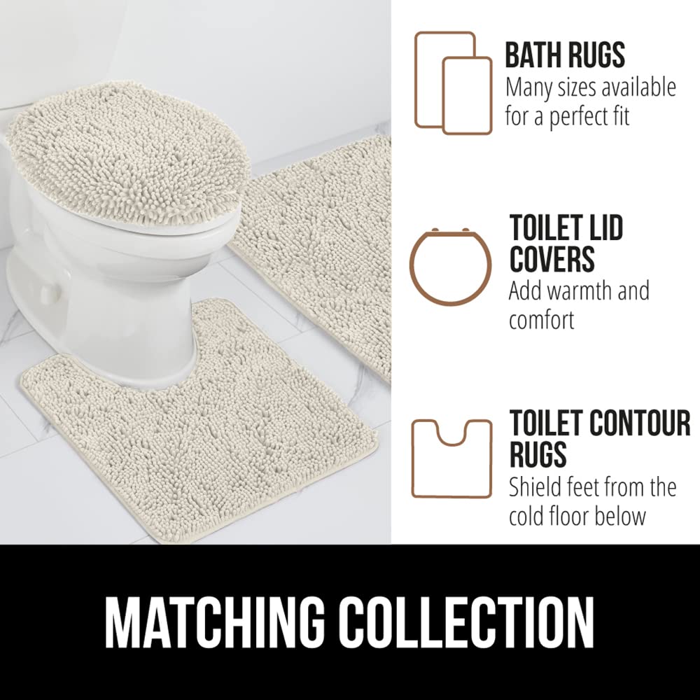 Gorilla Grip Bath Rug Mat 36x24 Inches - Super Soft Absorbent Chenille Shower Mat with Non-Slip Rubber Backing, Quick Dry Microfiber Bathroom Floor Rug, Machine Washable - Ivory Cream - Perfect for Bathroom, Shower, and Vanity Areas