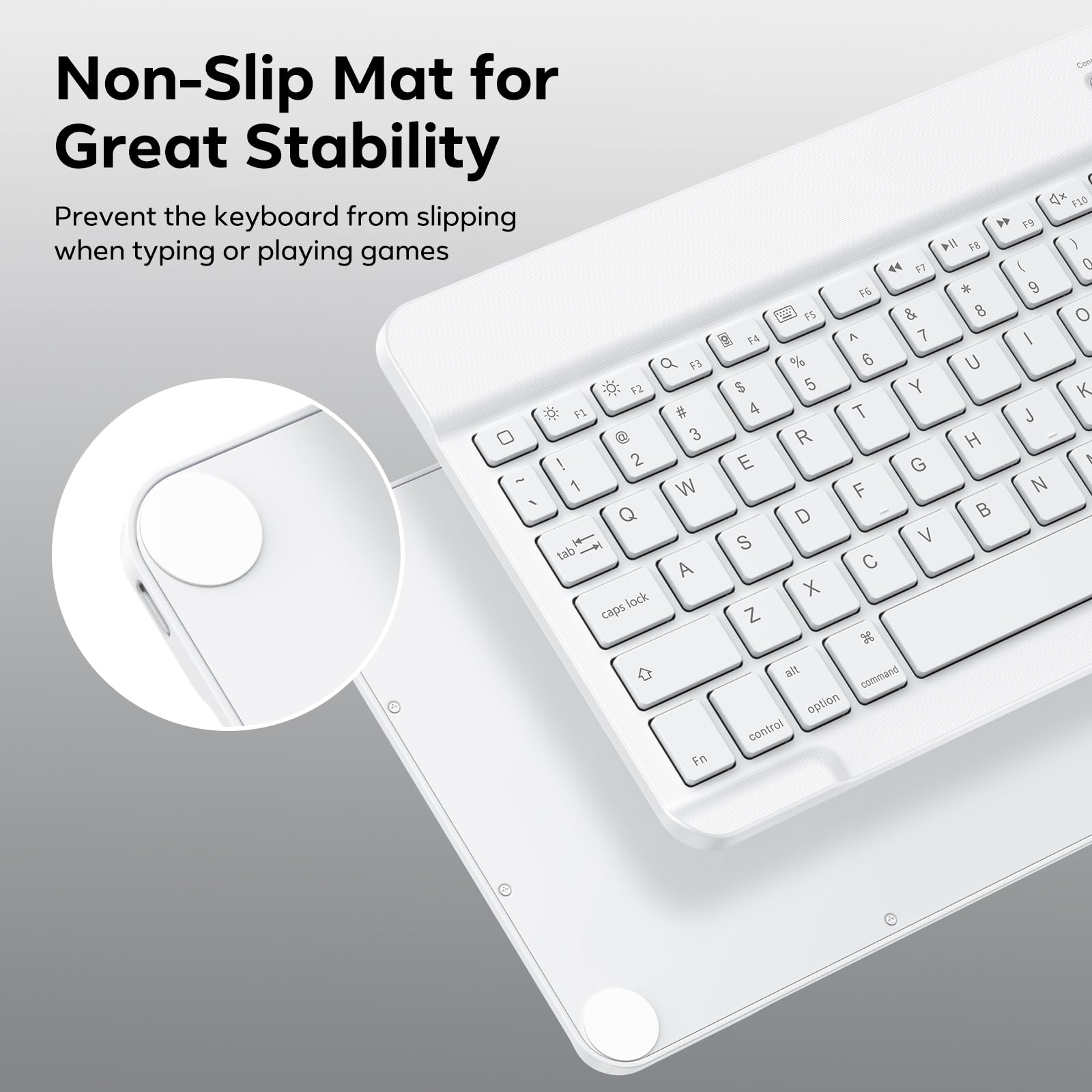 OMOTON Wireless Bluetooth Keyboard - Rechargeable Backlit LED Keyboard for iPad Pro, iPad Air, iPad Mini | Slim Design for Home Office, Travel & Tablet Typing (White)