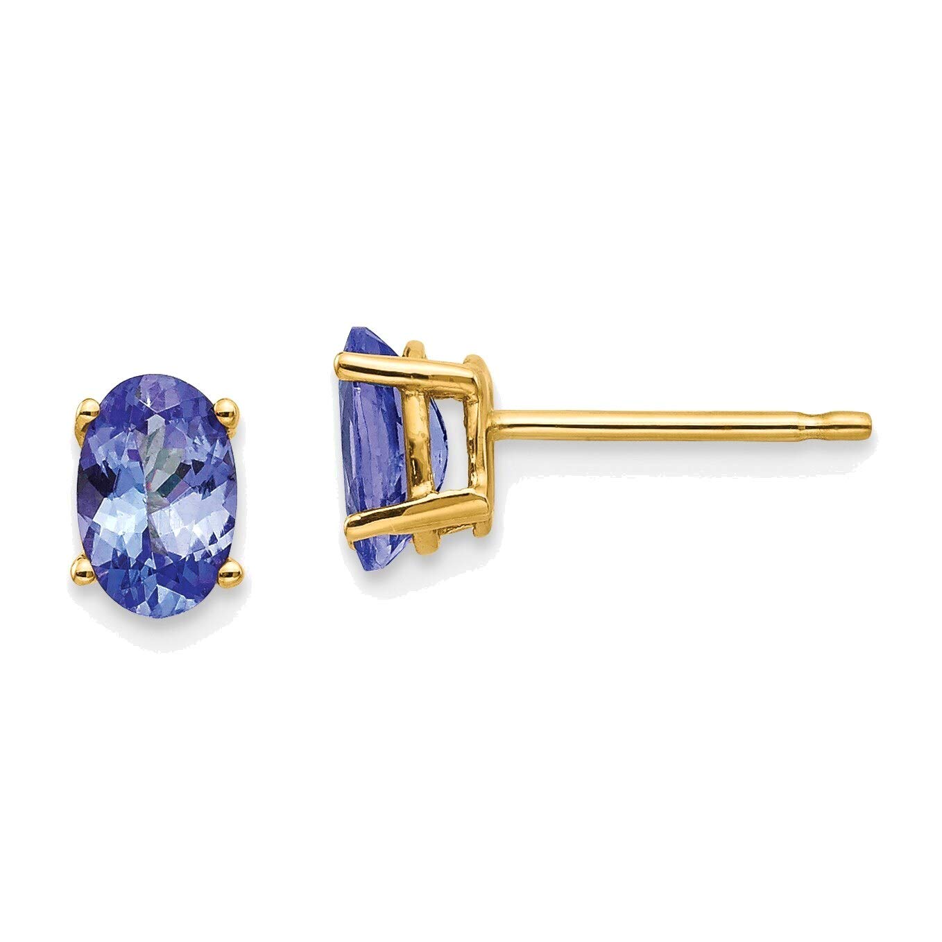 14K Yellow Gold Tanzanite Stud Earrings for Women - Elegant Jewelry Gift for Birthday, Anniversary & Special Occasions