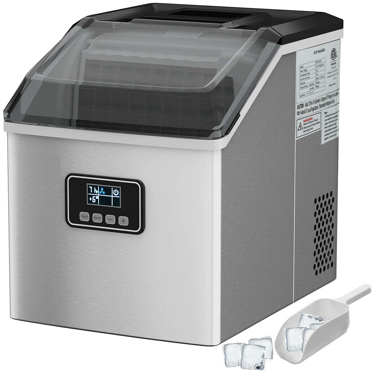 Portable Countertop Ice Maker Machine - 48LBS/24H Capacity, Automatic Self-Cleaning with LCD Display & Timer, Includes Ice Scoop & Basket - Perfect for Home, Office, Bar, Parties & Outdoor Events
