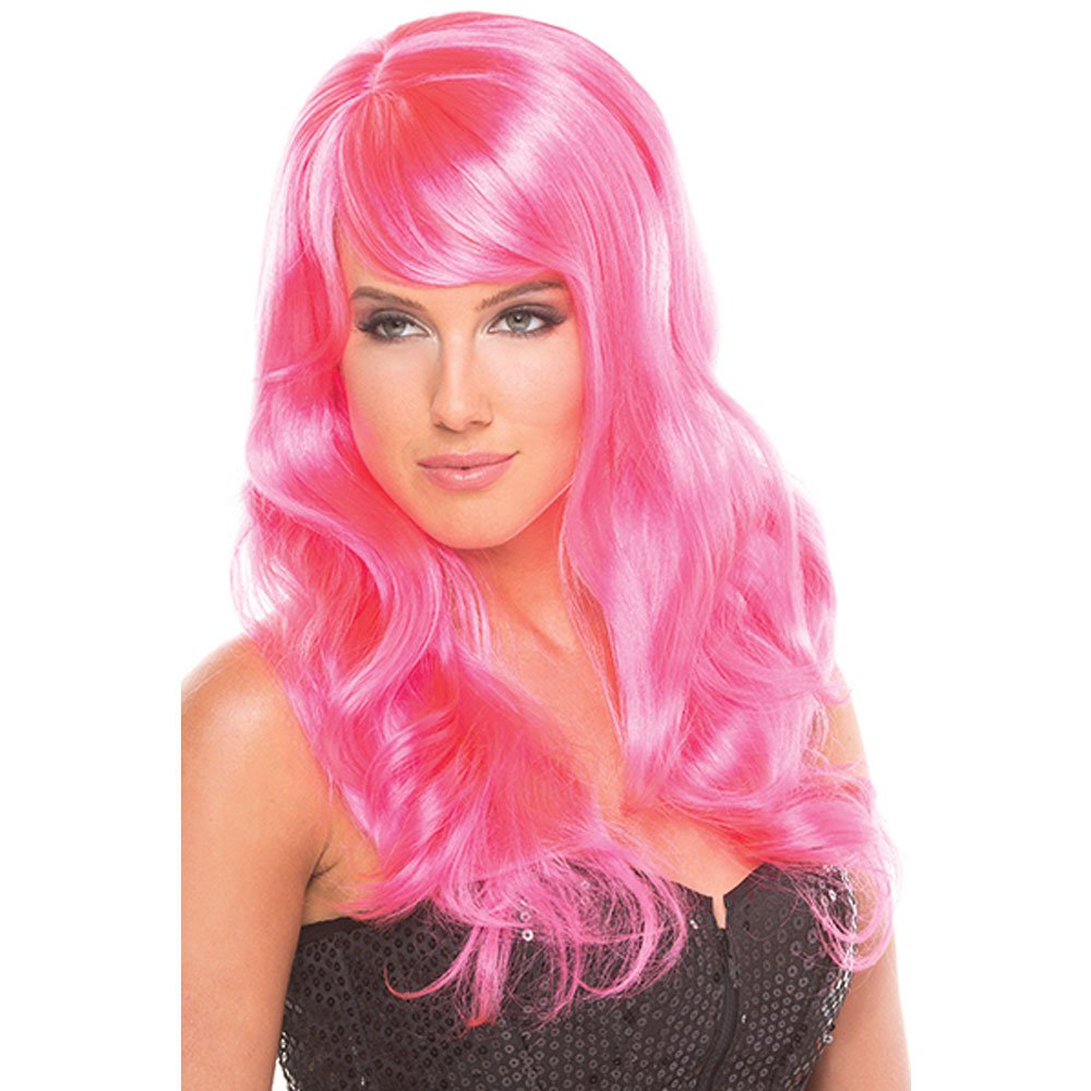 Burlesque Wigs for Women - Long Pink Synthetic Wig for Cosplay, Halloween & Costume Parties | Perfect for Stage Performances & Themed Events