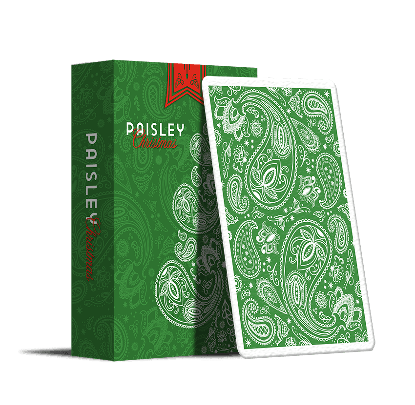 Festive Christmas Playing Cards - Elegant Paisley Metallic Green Deck for Holiday Parties, Family Game Nights & Gift Giving
